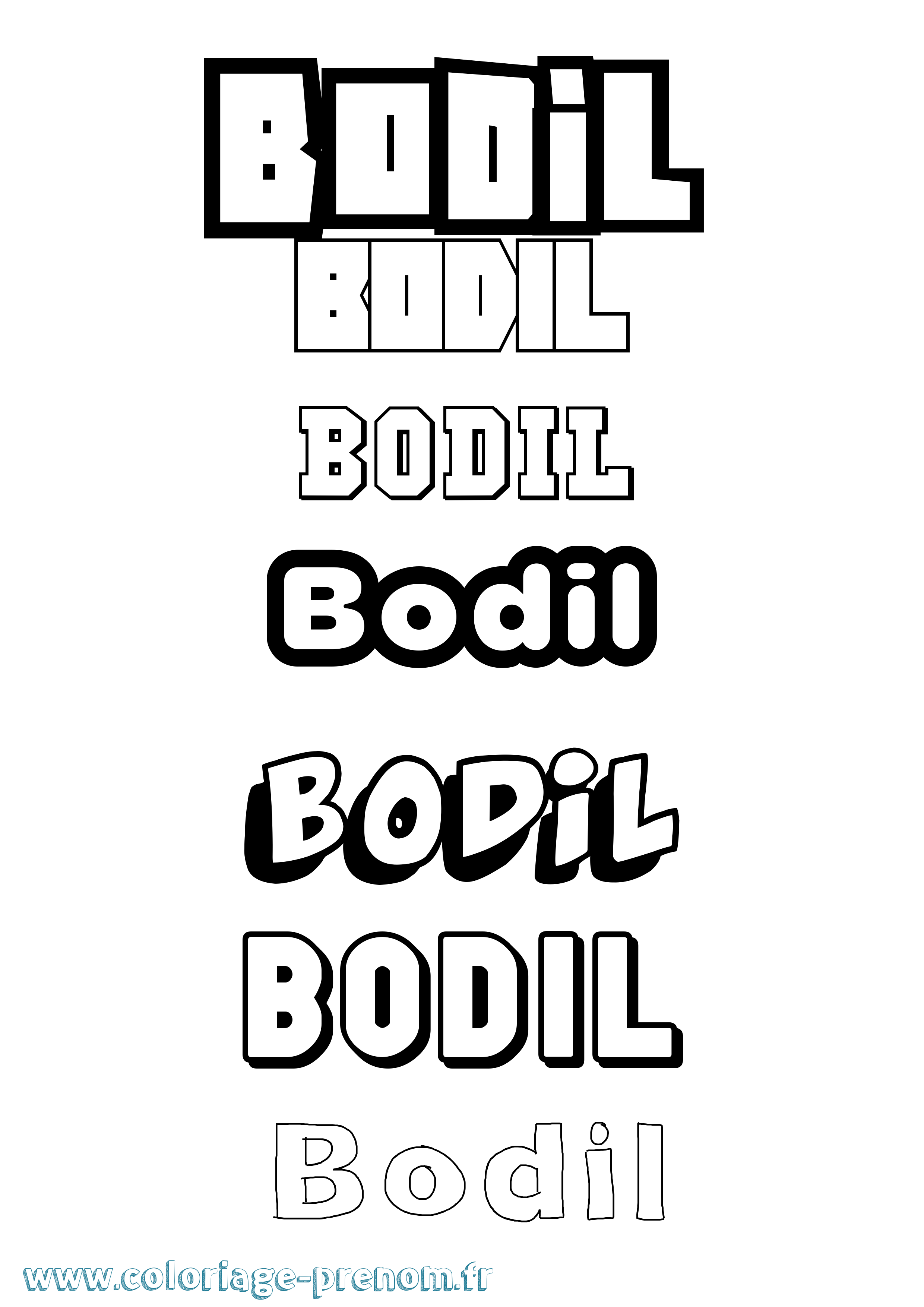 Coloriage Bodil Simple Coloriage prénom Bodil Simple