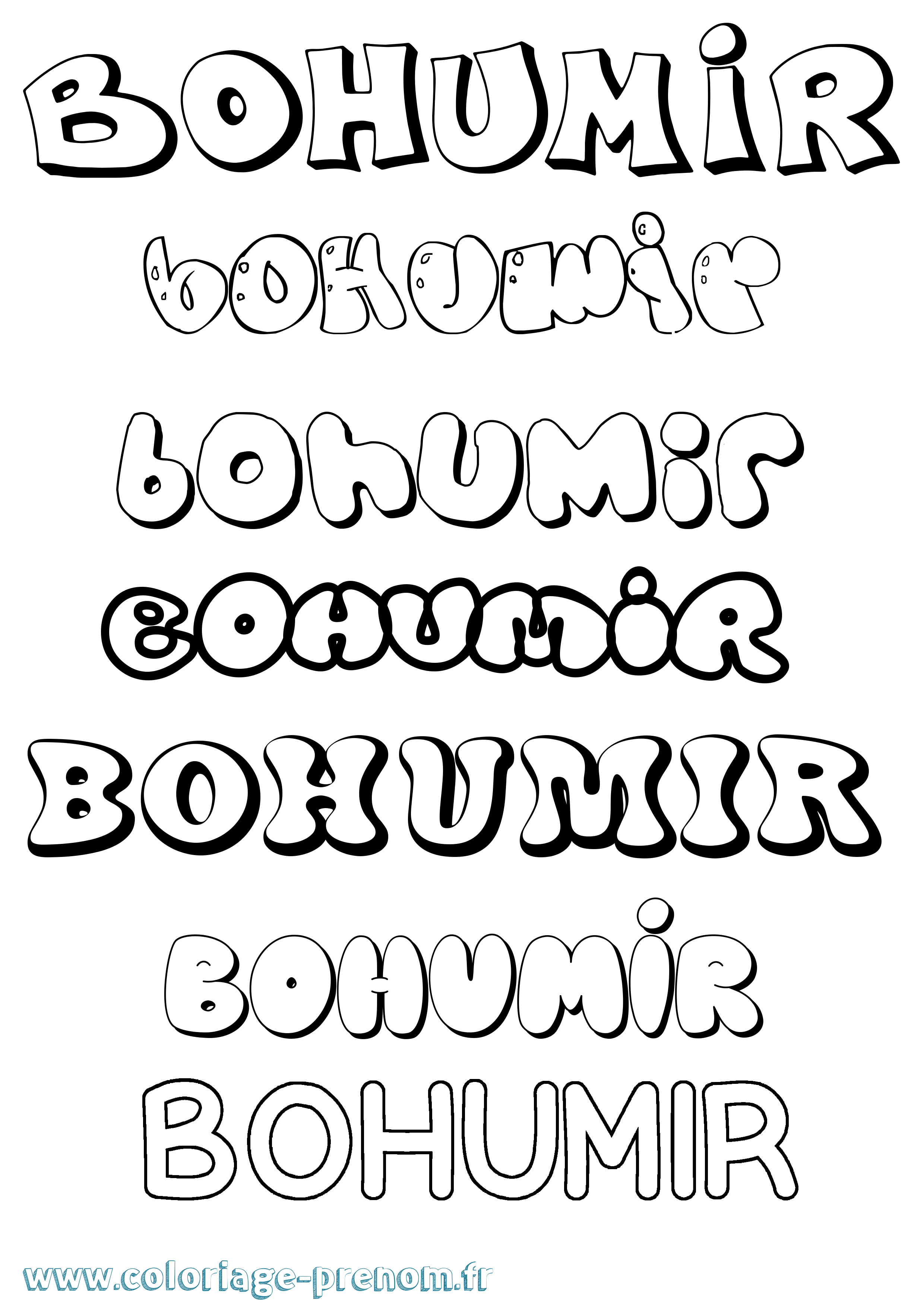 Coloriage Bohumir Bubble Coloriage prénom Bohumir Bubble