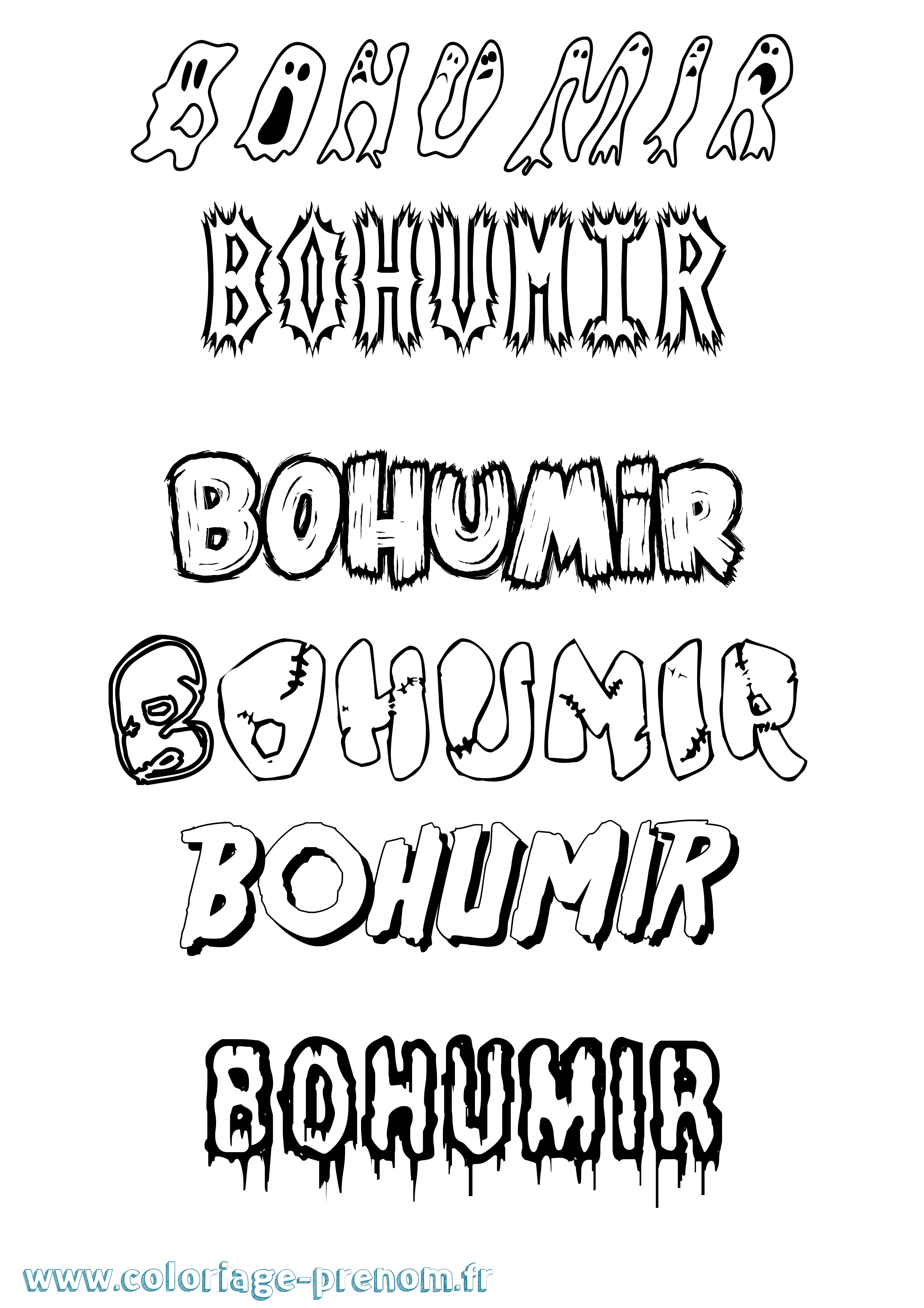 Coloriage Bohumir Frisson Coloriage prénom Bohumir Frisson