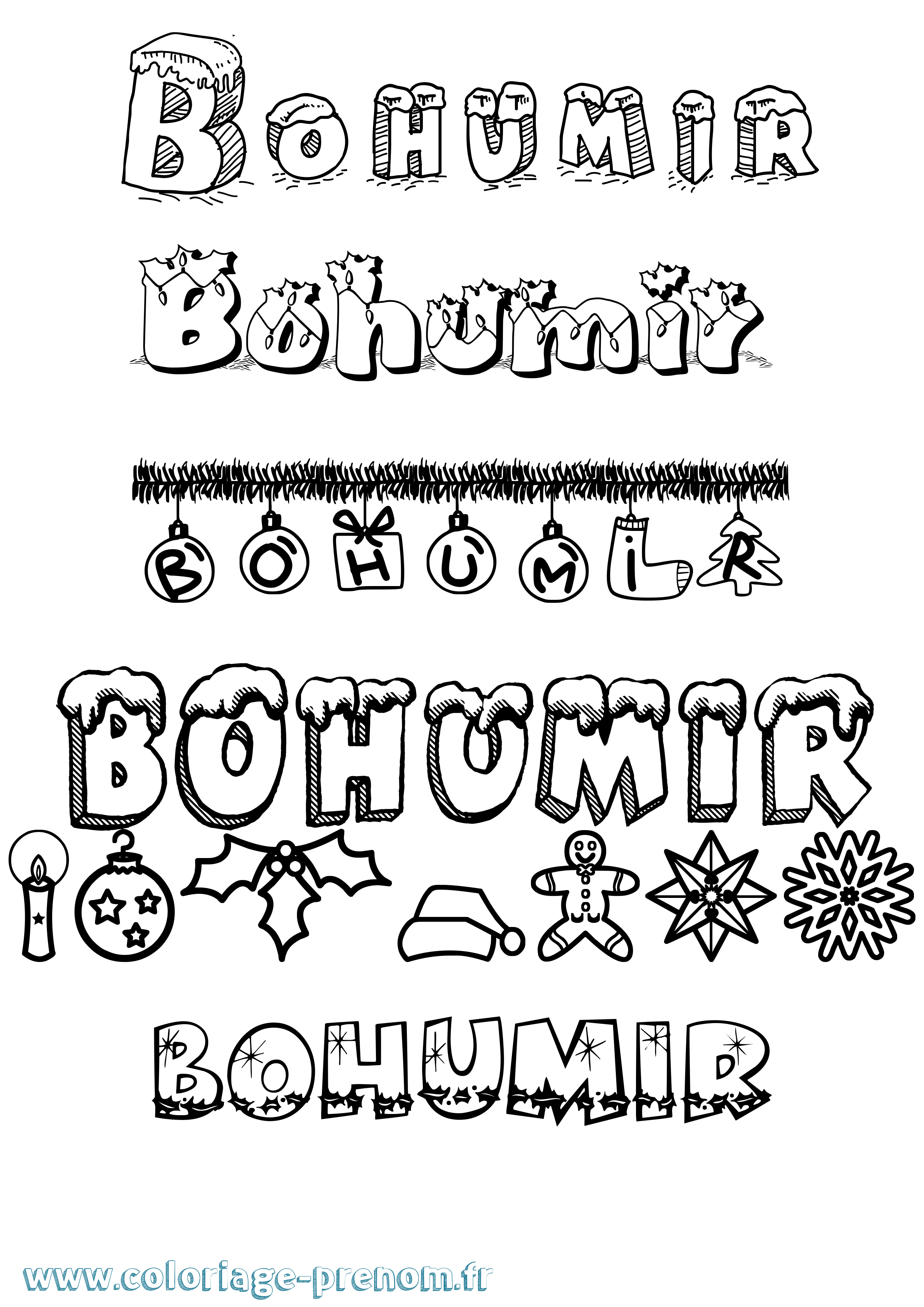 Coloriage Bohumir Noël Coloriage prénom Bohumir Noël