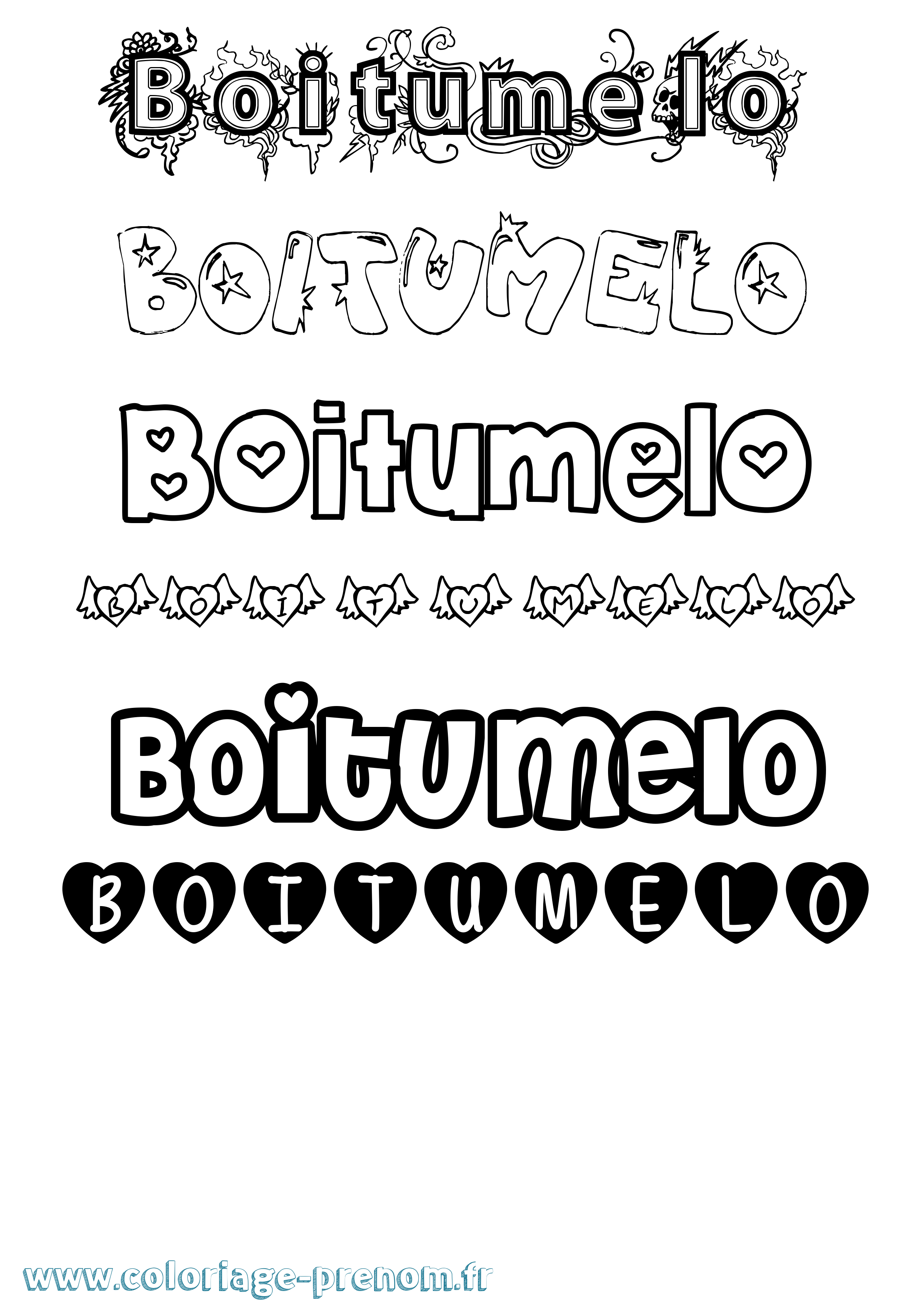 Coloriage Boitumelo Girly Coloriage prénom Boitumelo Girly