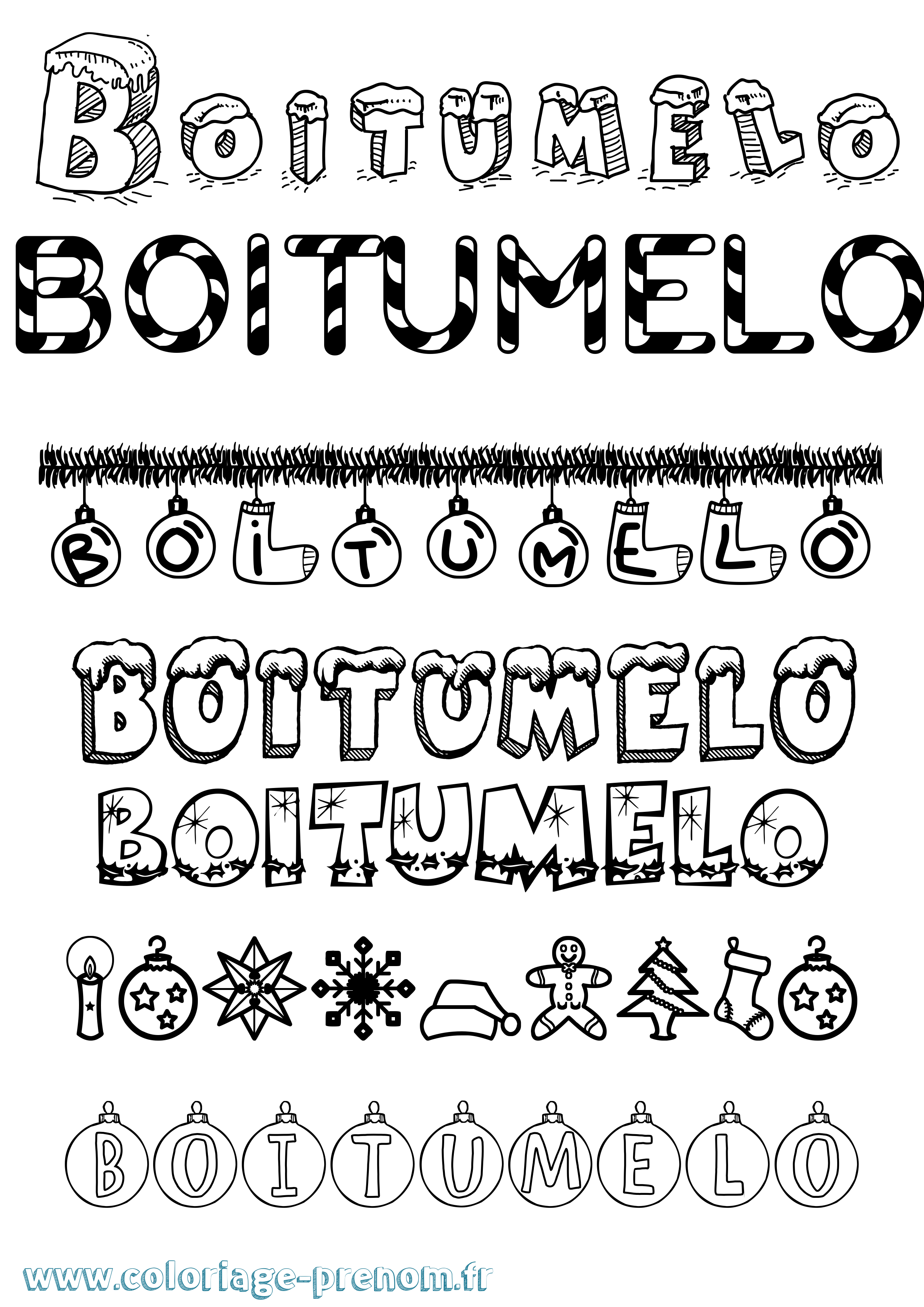 Coloriage Boitumelo Noël Coloriage prénom Boitumelo Noël