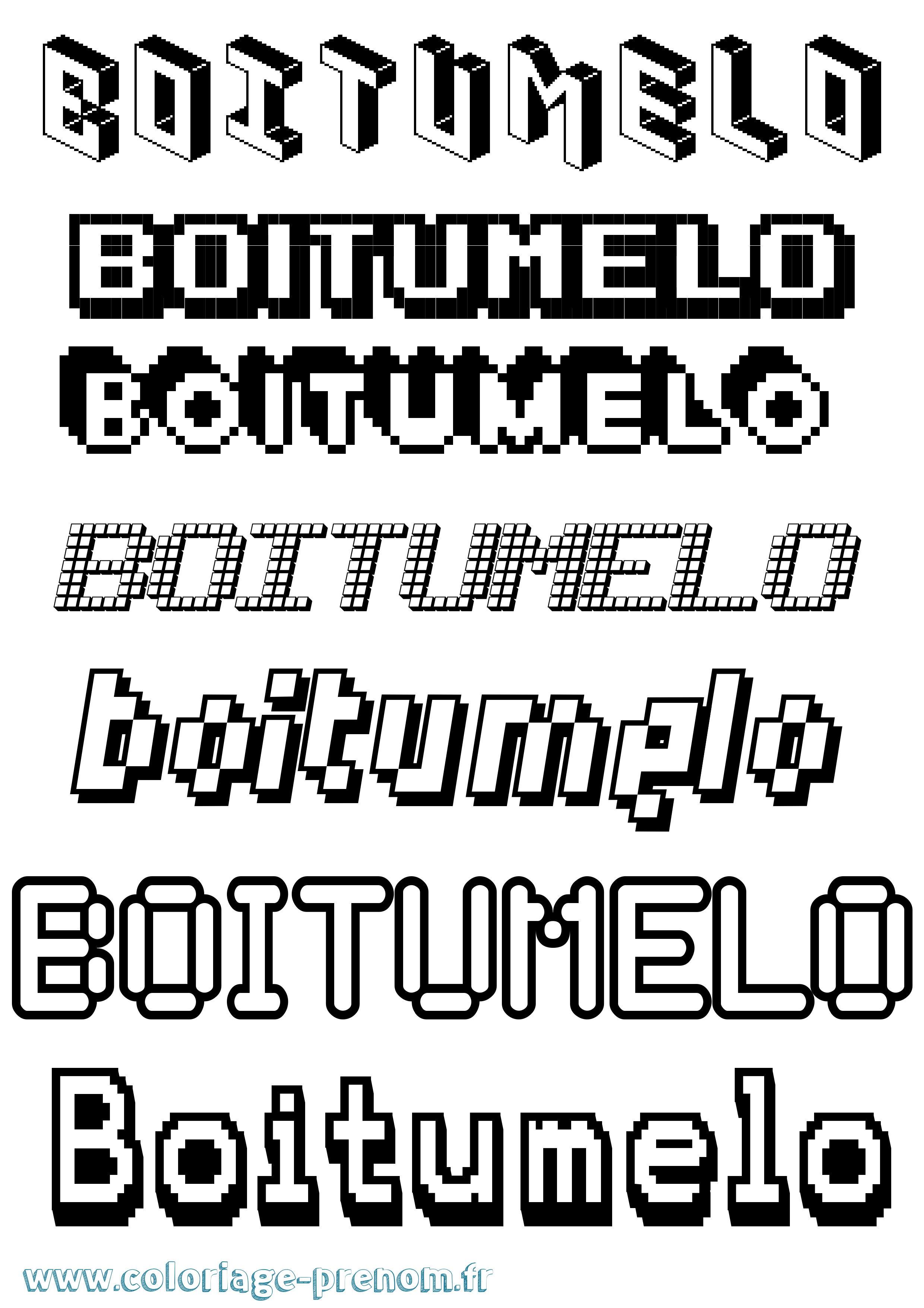 Coloriage Boitumelo Pixel Coloriage prénom Boitumelo Pixel