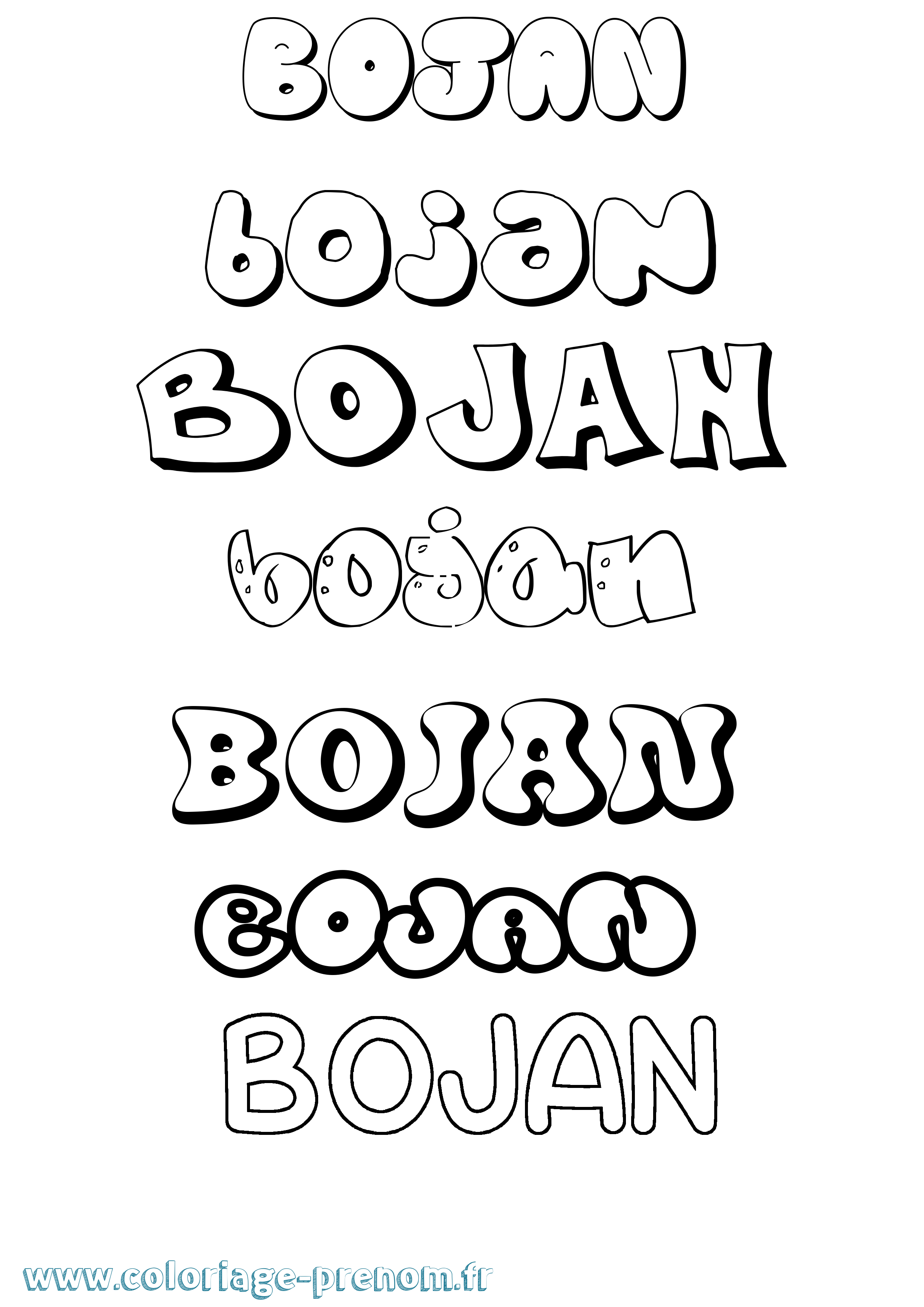 Coloriage Bojan Bubble Coloriage prénom Bojan Bubble