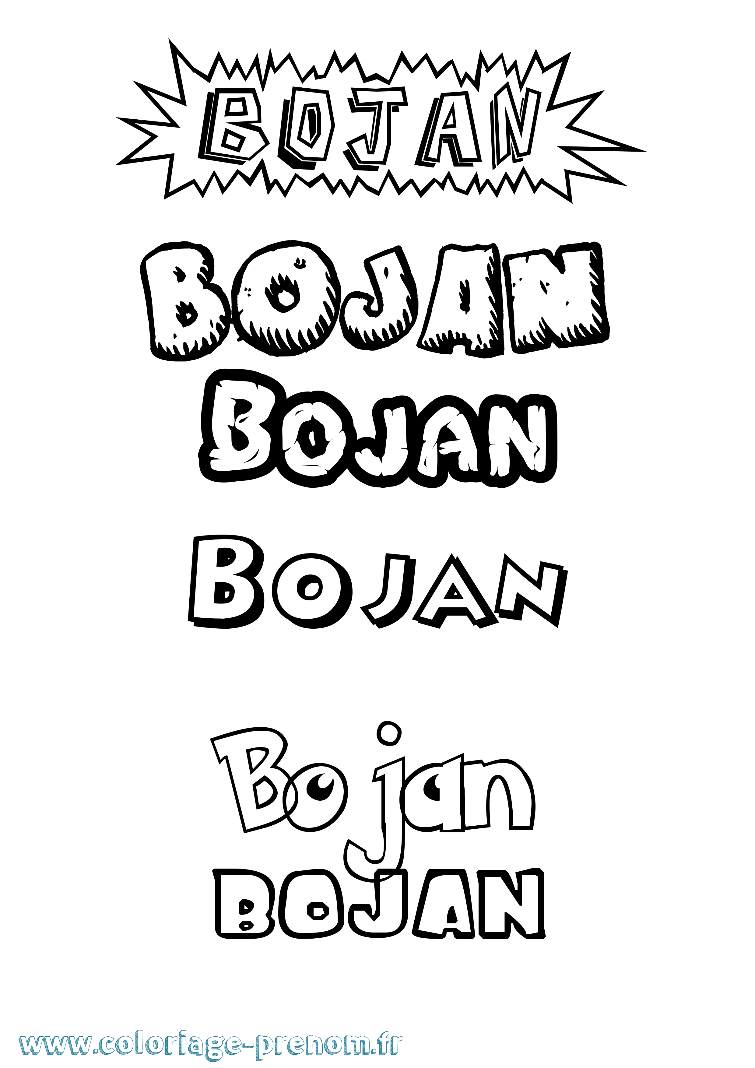 Coloriage Bojan Dessin Animé Coloriage prénom Bojan Dessin Animé