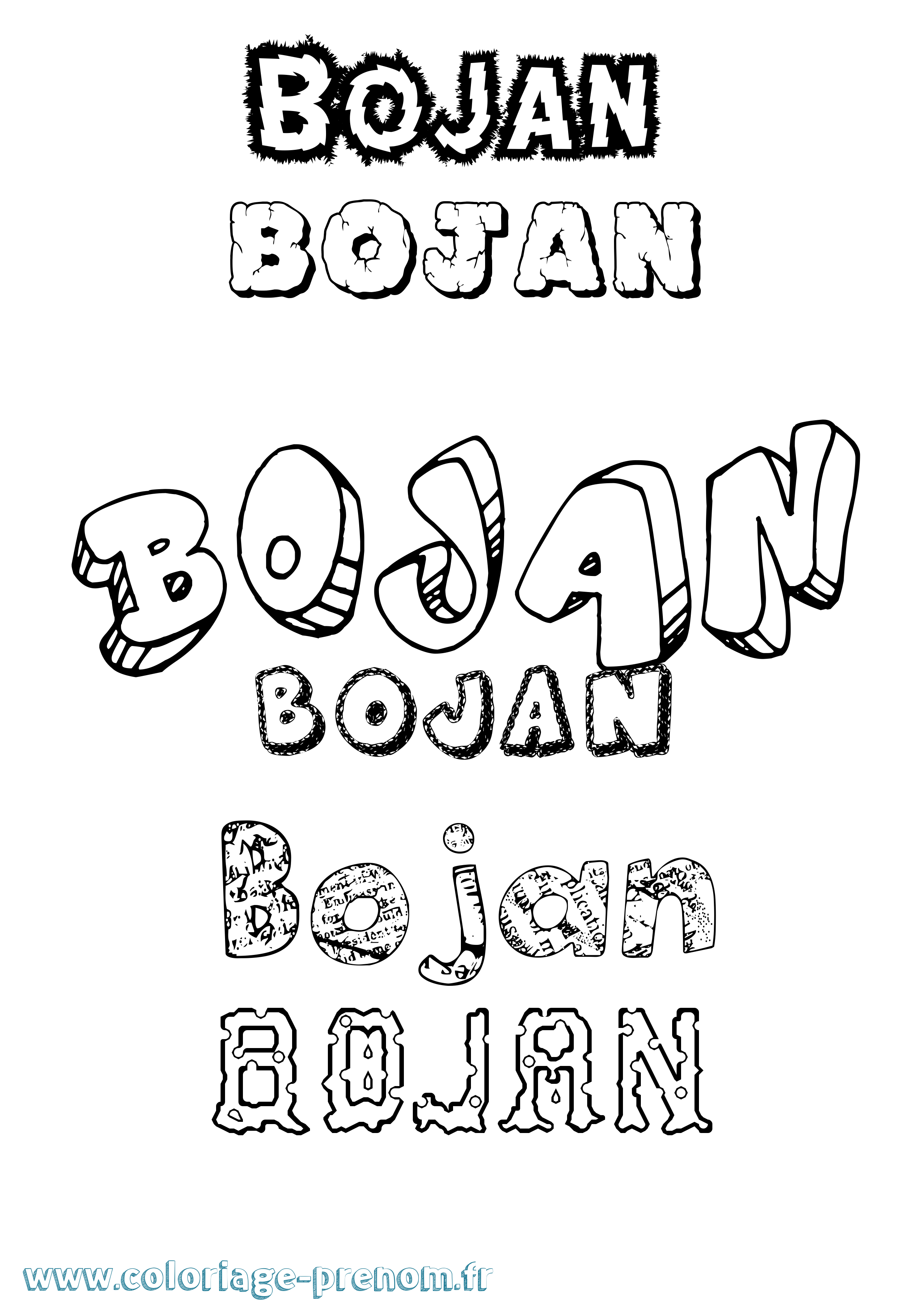 Coloriage Bojan Destructuré Coloriage prénom Bojan Destructuré