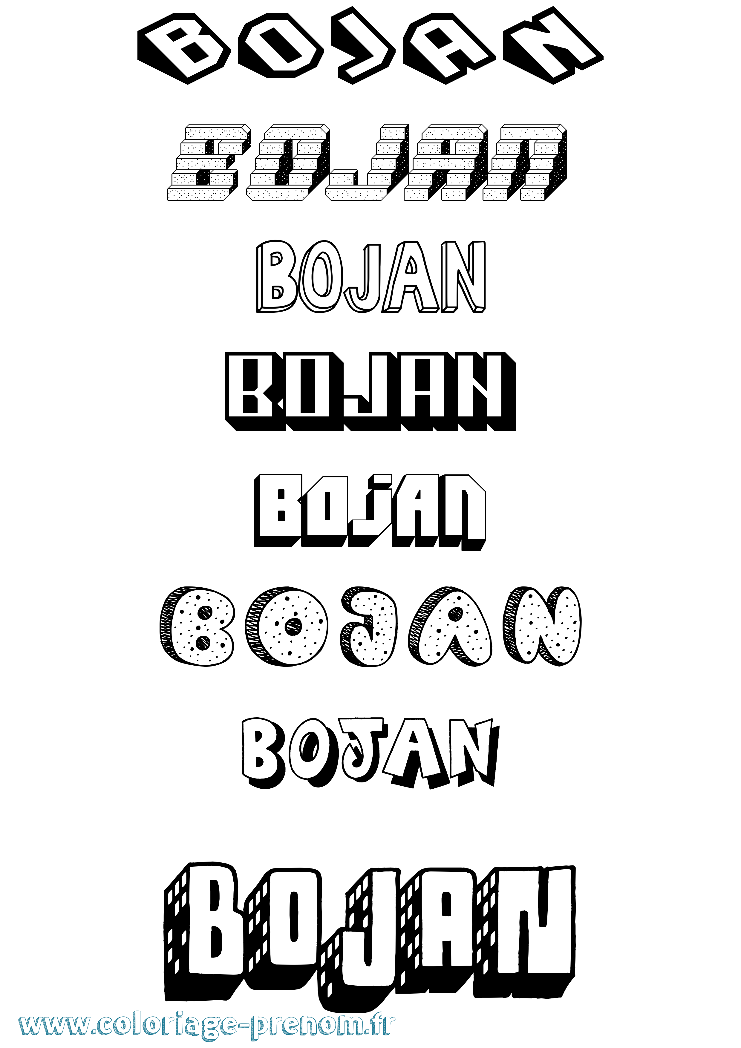 Coloriage Bojan Effet 3D Coloriage prénom Bojan Effet 3D