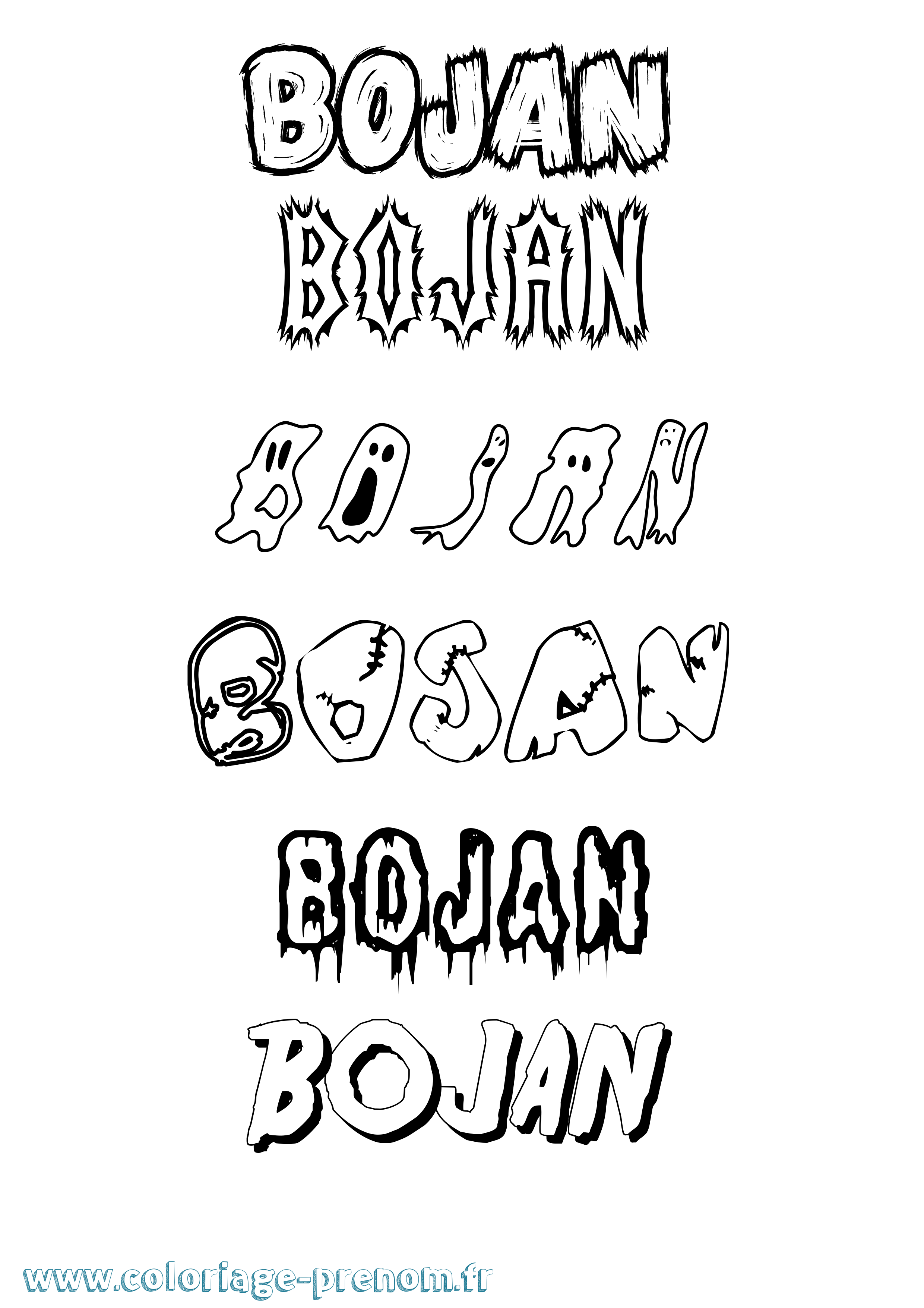 Coloriage Bojan Frisson Coloriage prénom Bojan Frisson