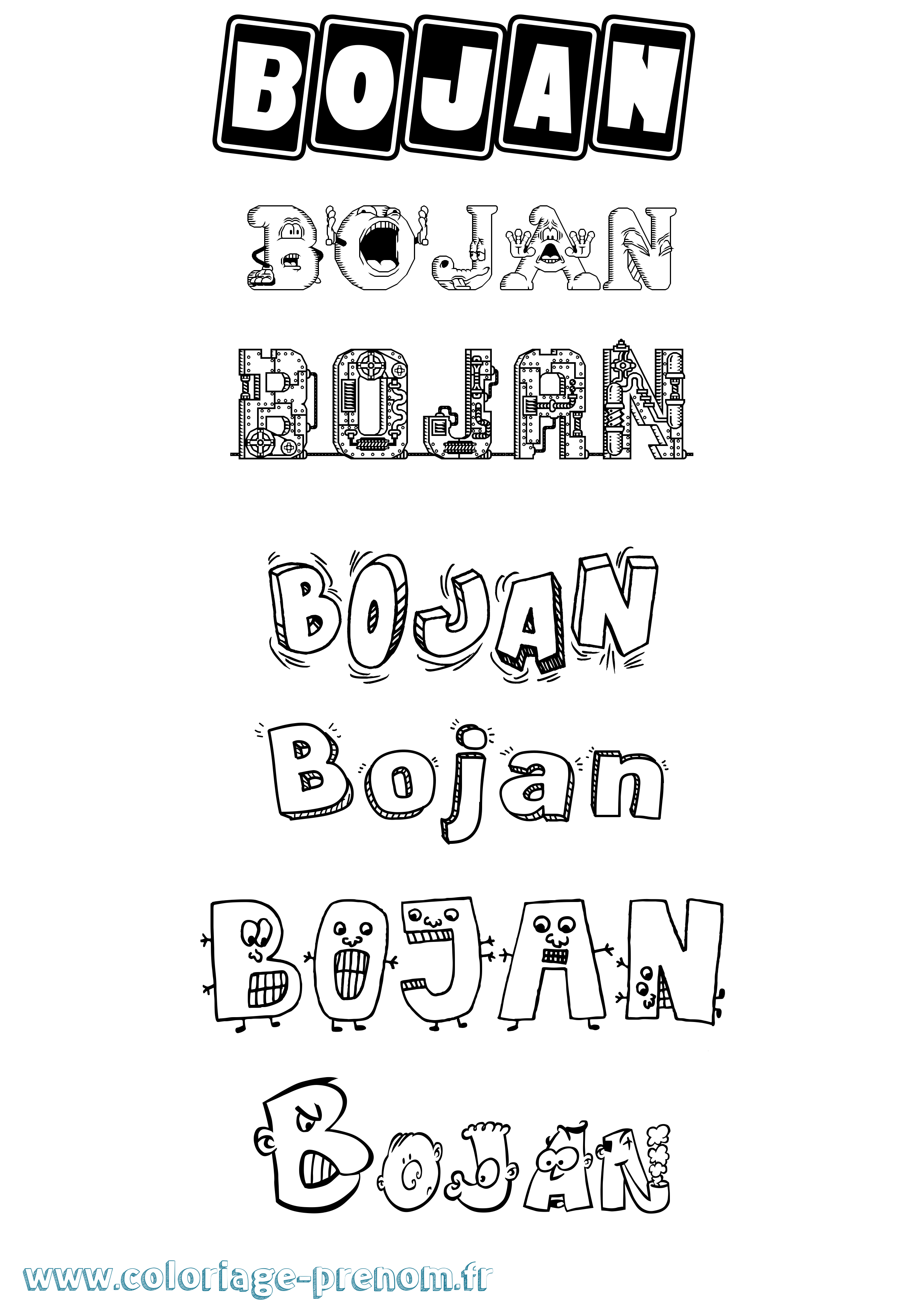 Coloriage Bojan Fun Coloriage prénom Bojan Fun