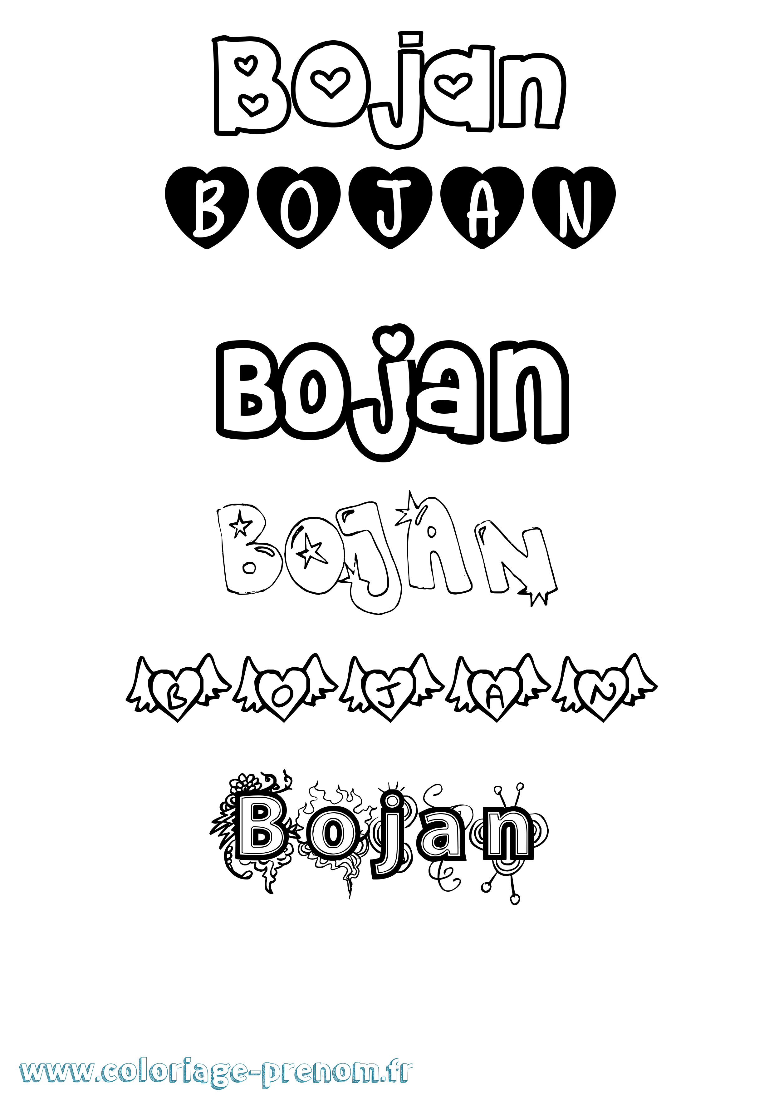 Coloriage Bojan Girly Coloriage prénom Bojan Girly