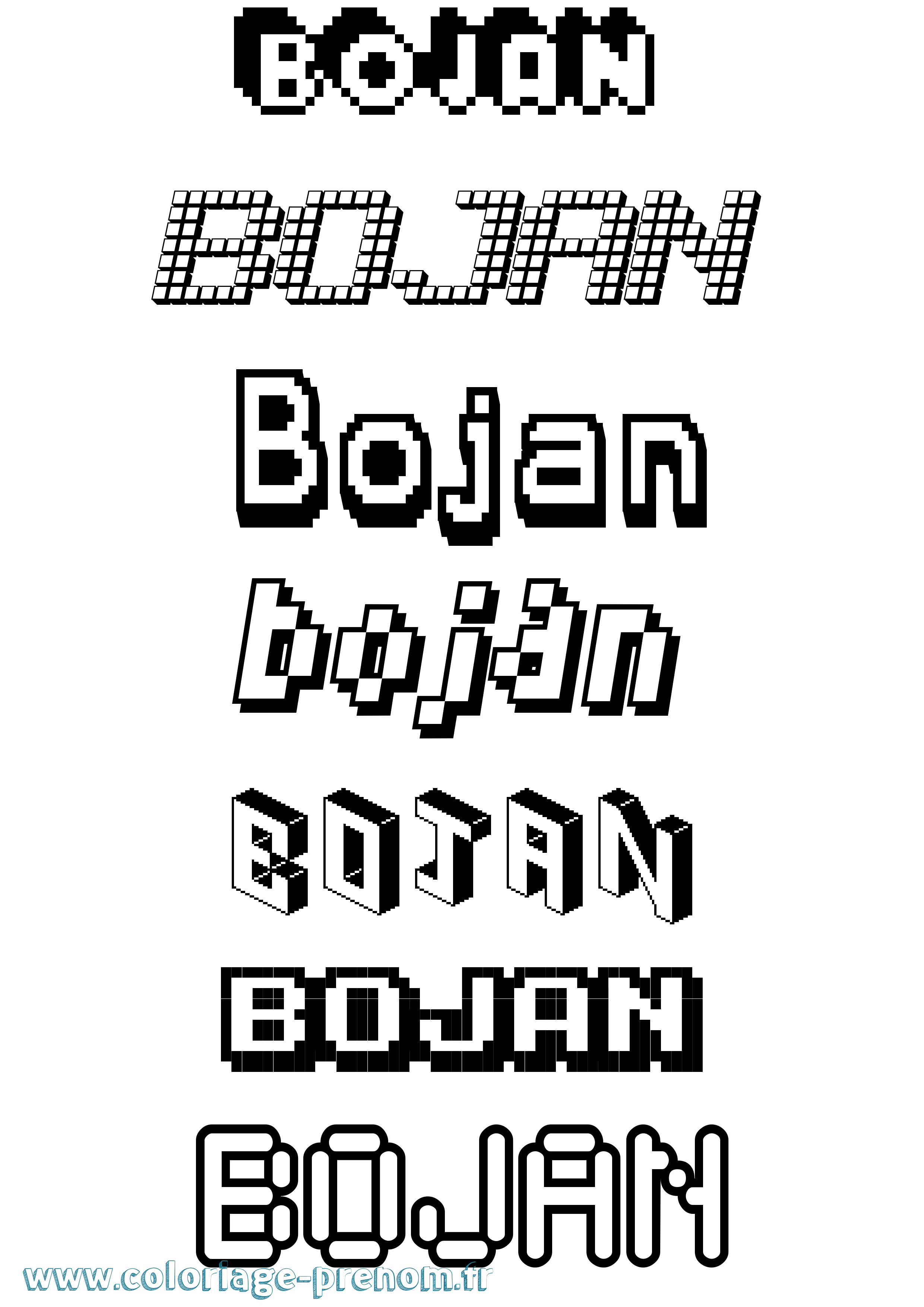 Coloriage Bojan Pixel Coloriage prénom Bojan Pixel