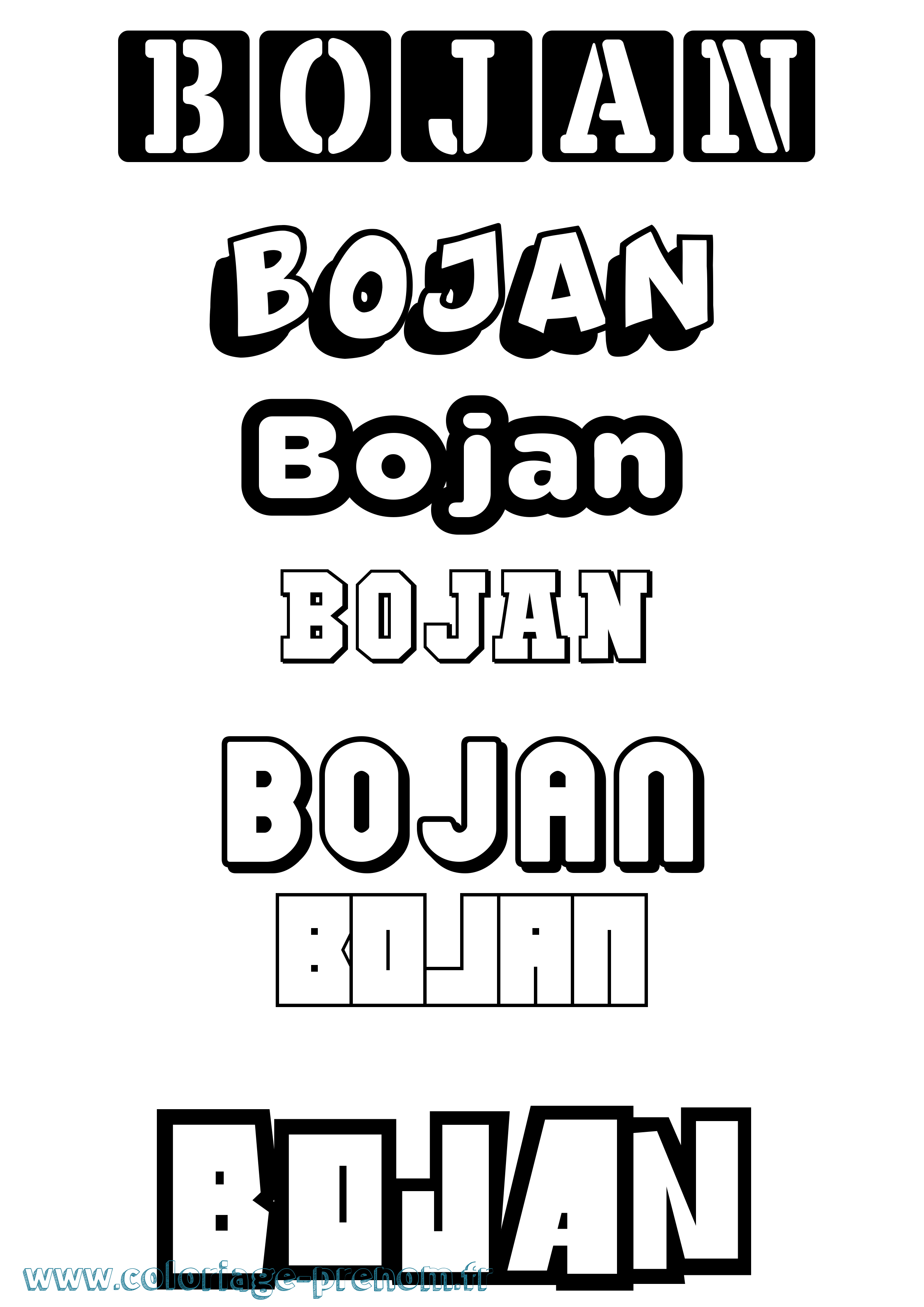 Coloriage Bojan Simple Coloriage prénom Bojan Simple