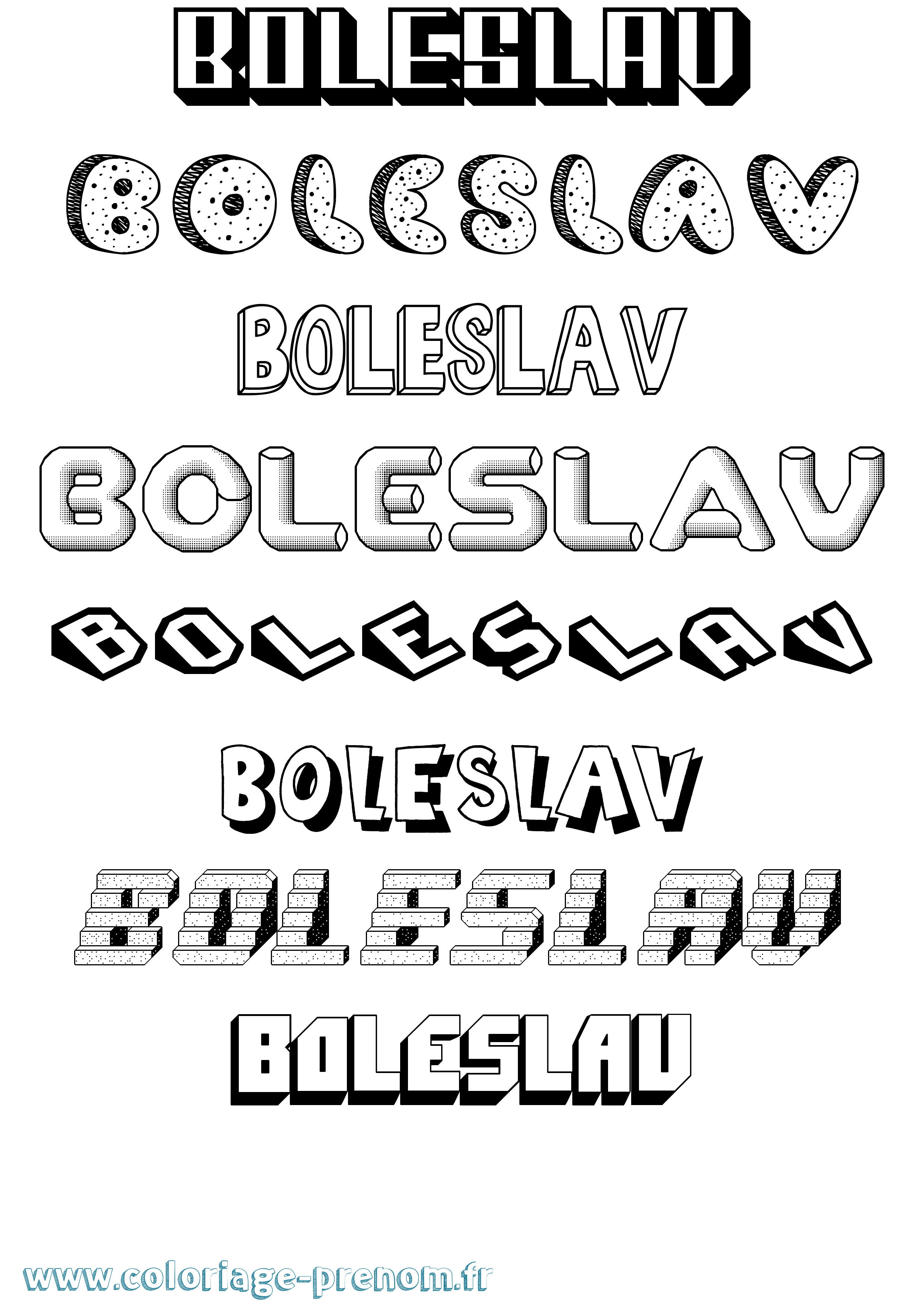 Coloriage Boleslav Effet 3D Coloriage prénom Boleslav Effet 3D
