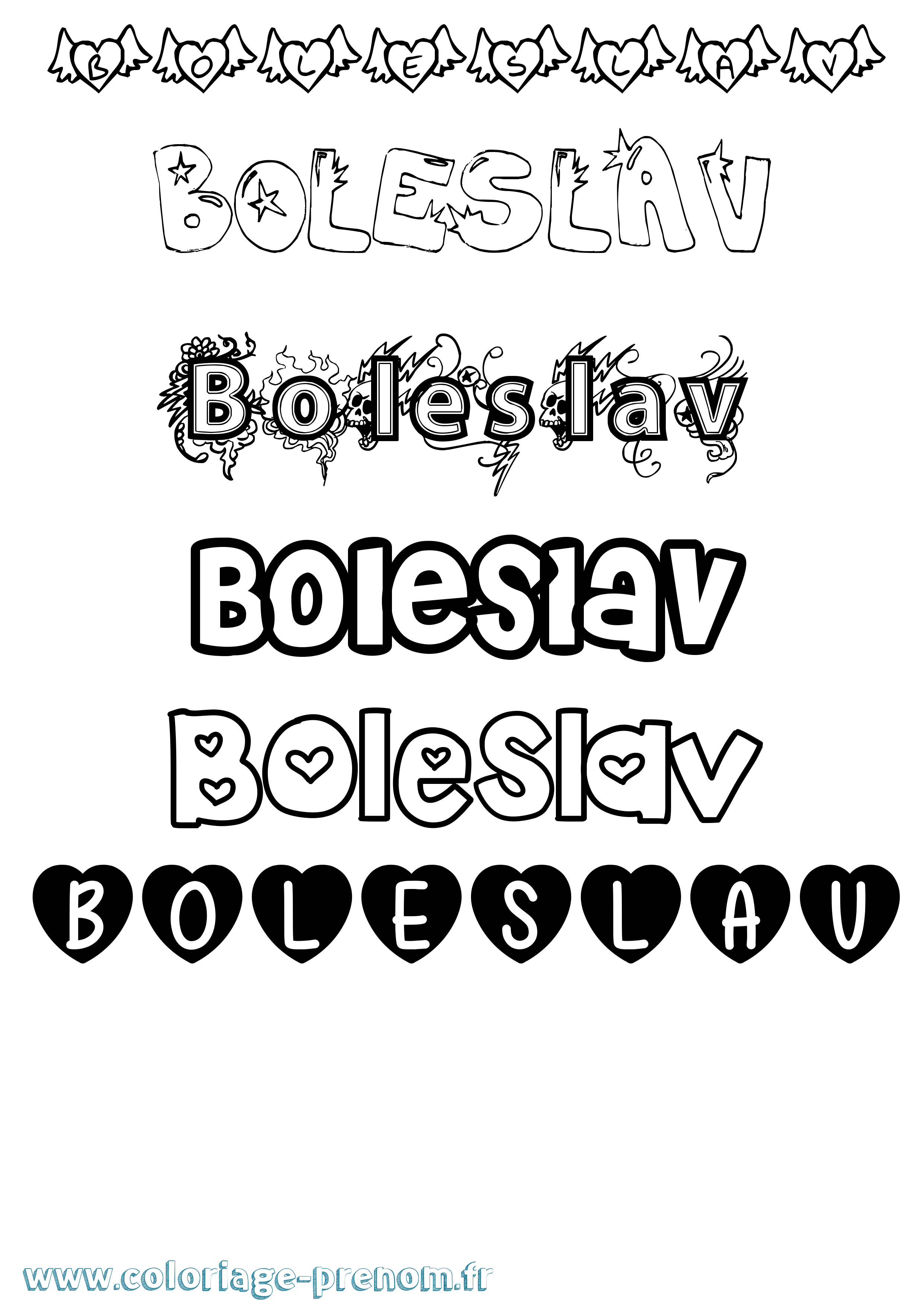 Coloriage Boleslav Girly Coloriage prénom Boleslav Girly