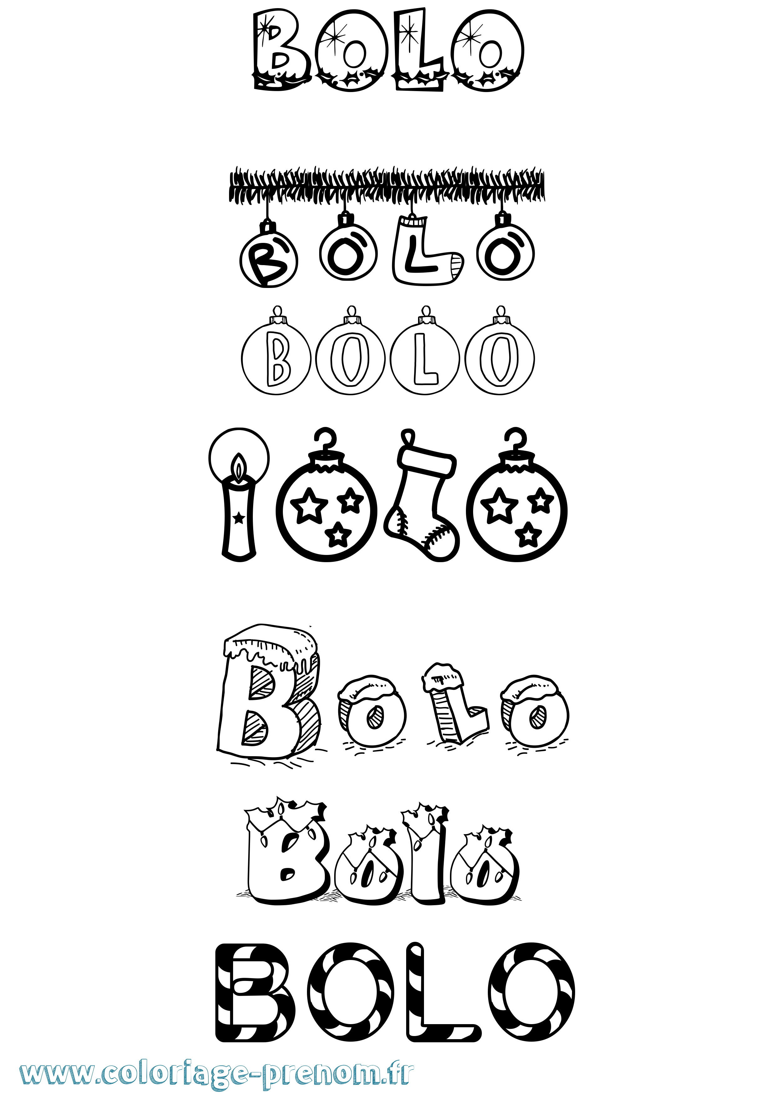 Coloriage Bolo Noël Coloriage prénom Bolo Noël