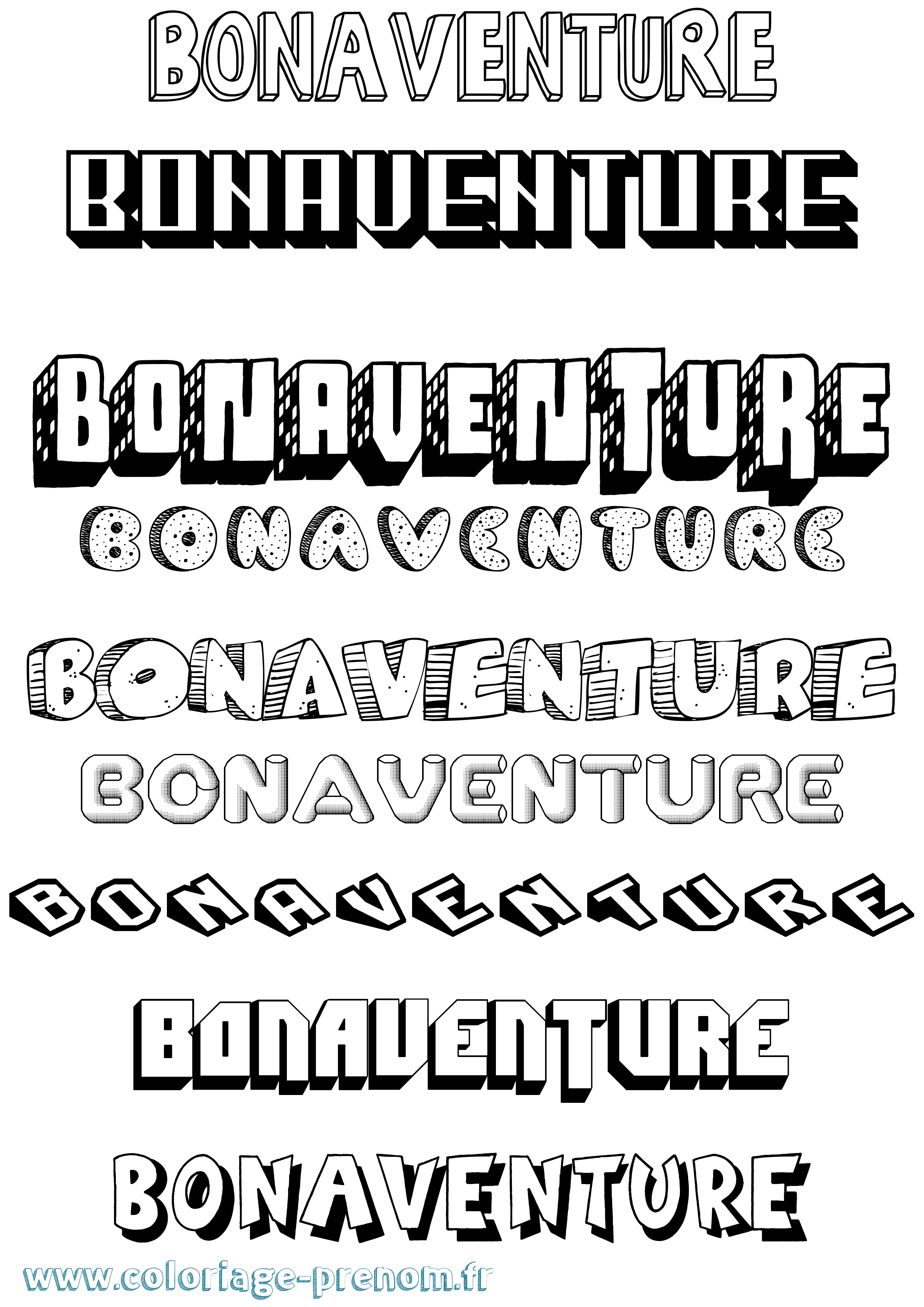 Coloriage Bonaventure Effet 3D Coloriage prénom Bonaventure Effet 3D