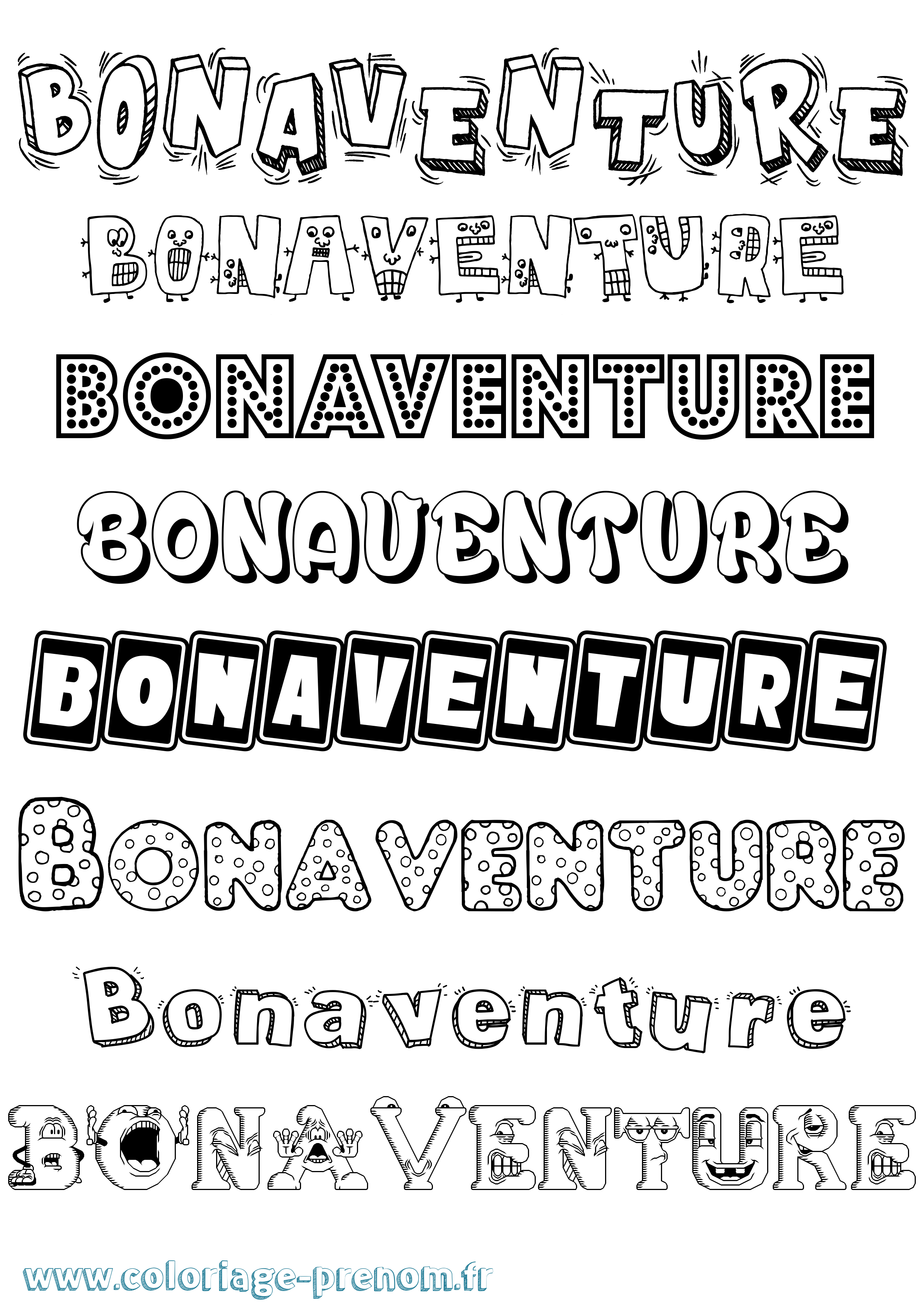 Coloriage Bonaventure Fun Coloriage prénom Bonaventure Fun