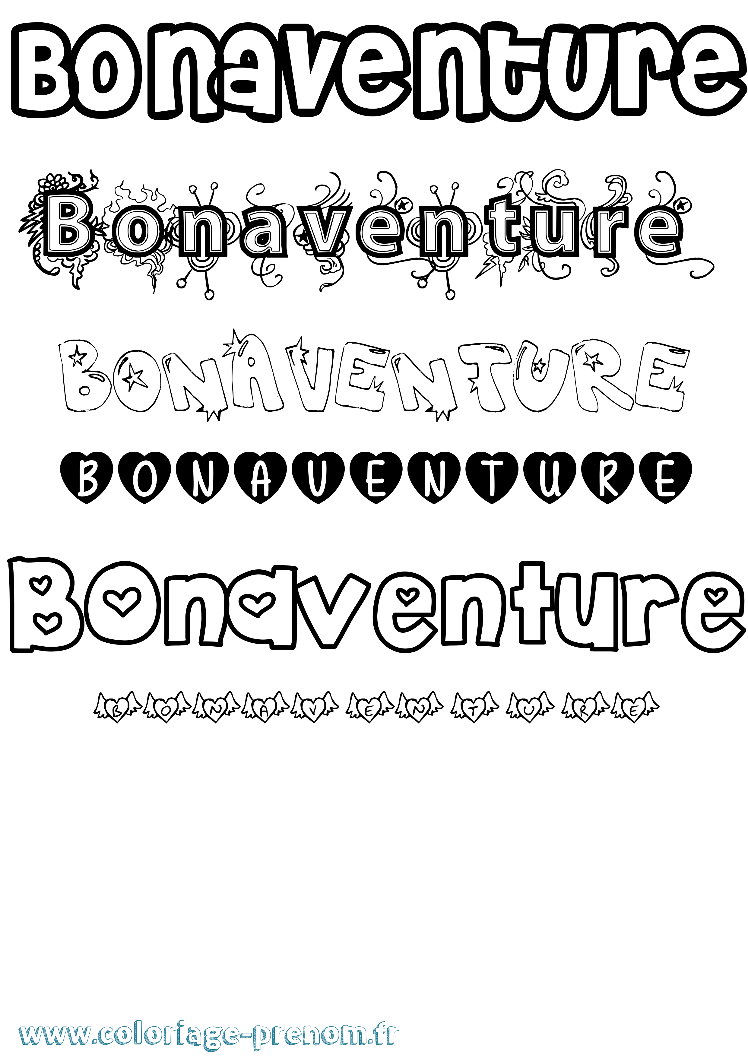 Coloriage Bonaventure Girly Coloriage prénom Bonaventure Girly