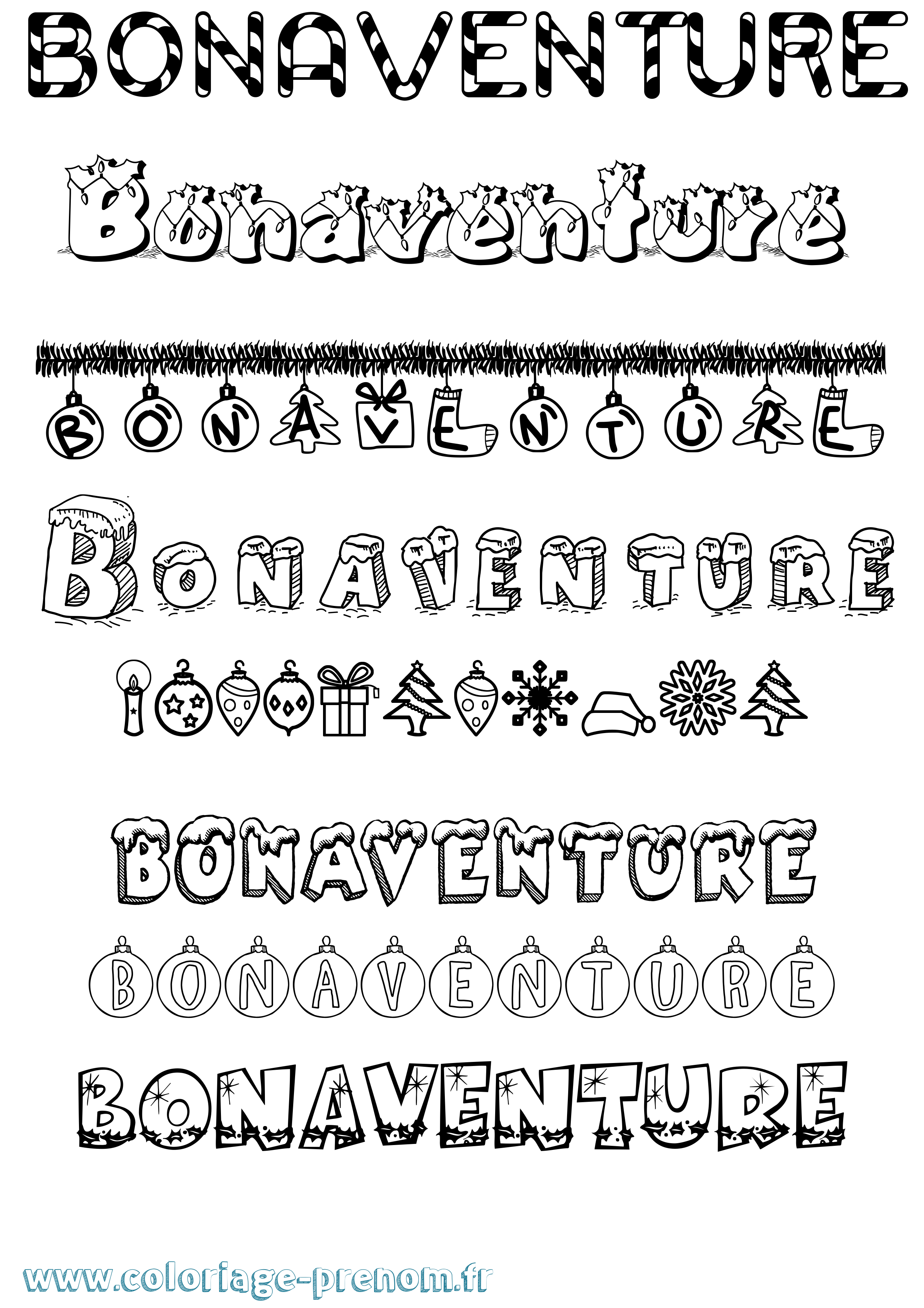 Coloriage Bonaventure Noël Coloriage prénom Bonaventure Noël