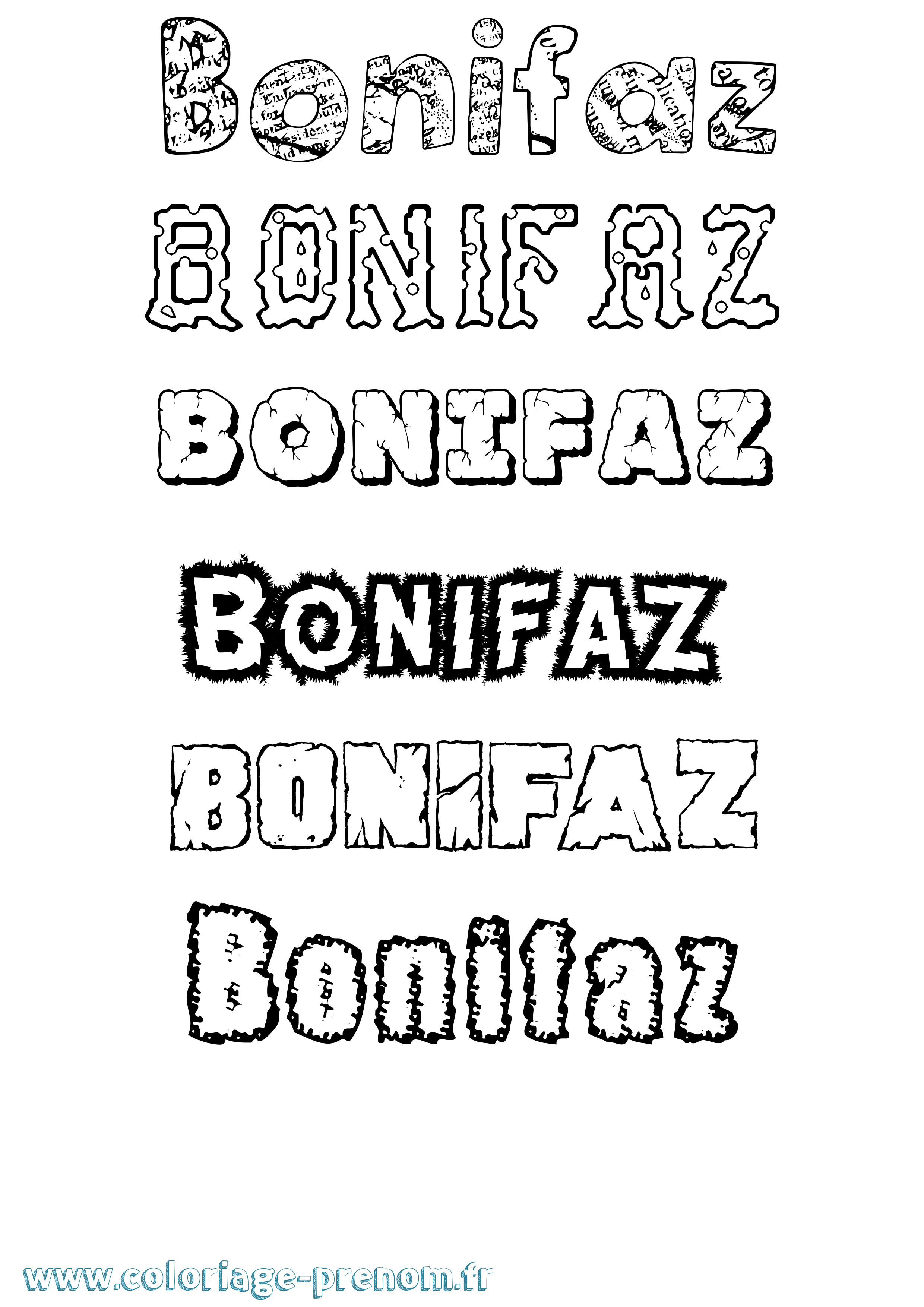 Coloriage Bonifaz Destructuré Coloriage prénom Bonifaz Destructuré