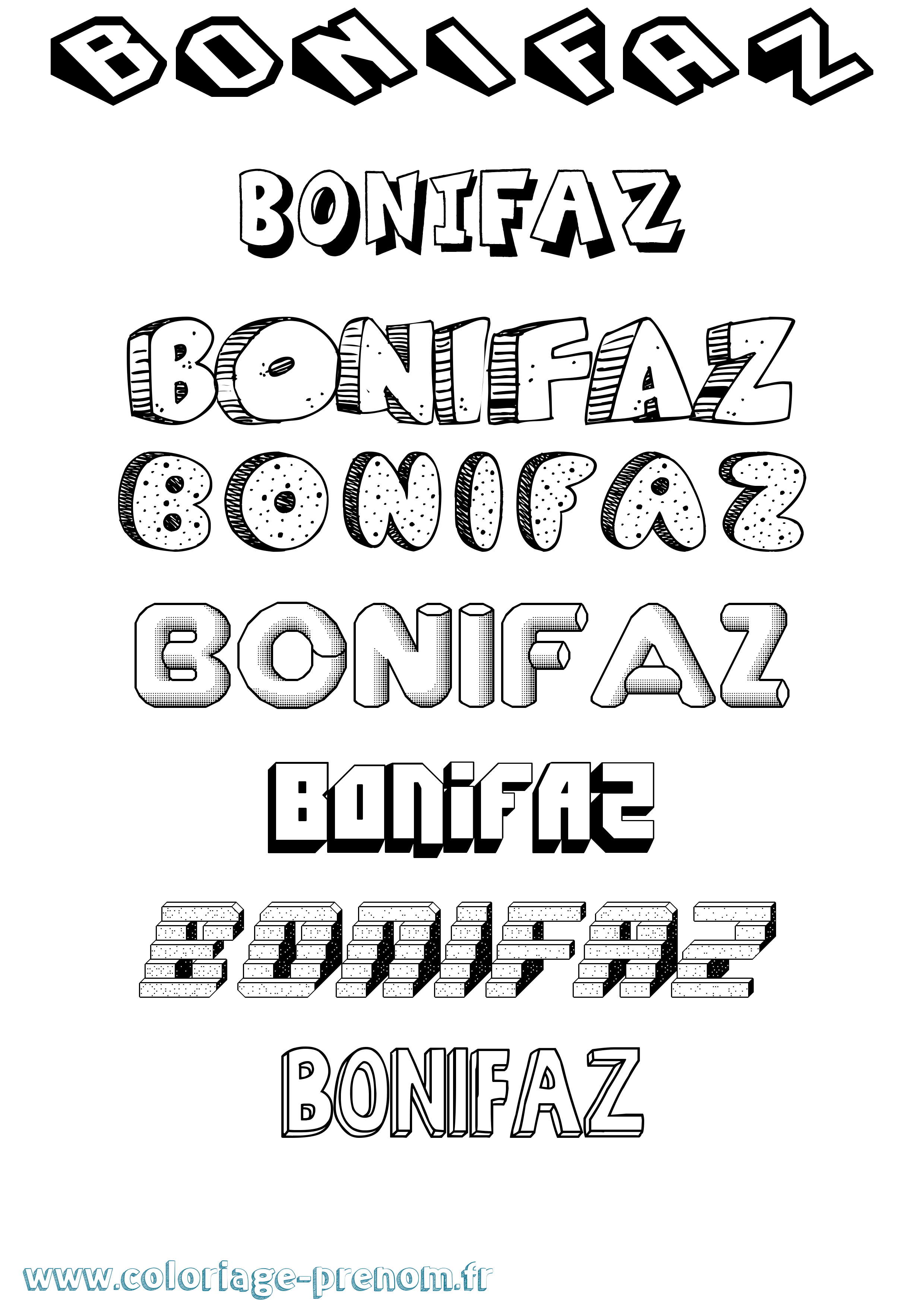Coloriage Bonifaz Effet 3D Coloriage prénom Bonifaz Effet 3D