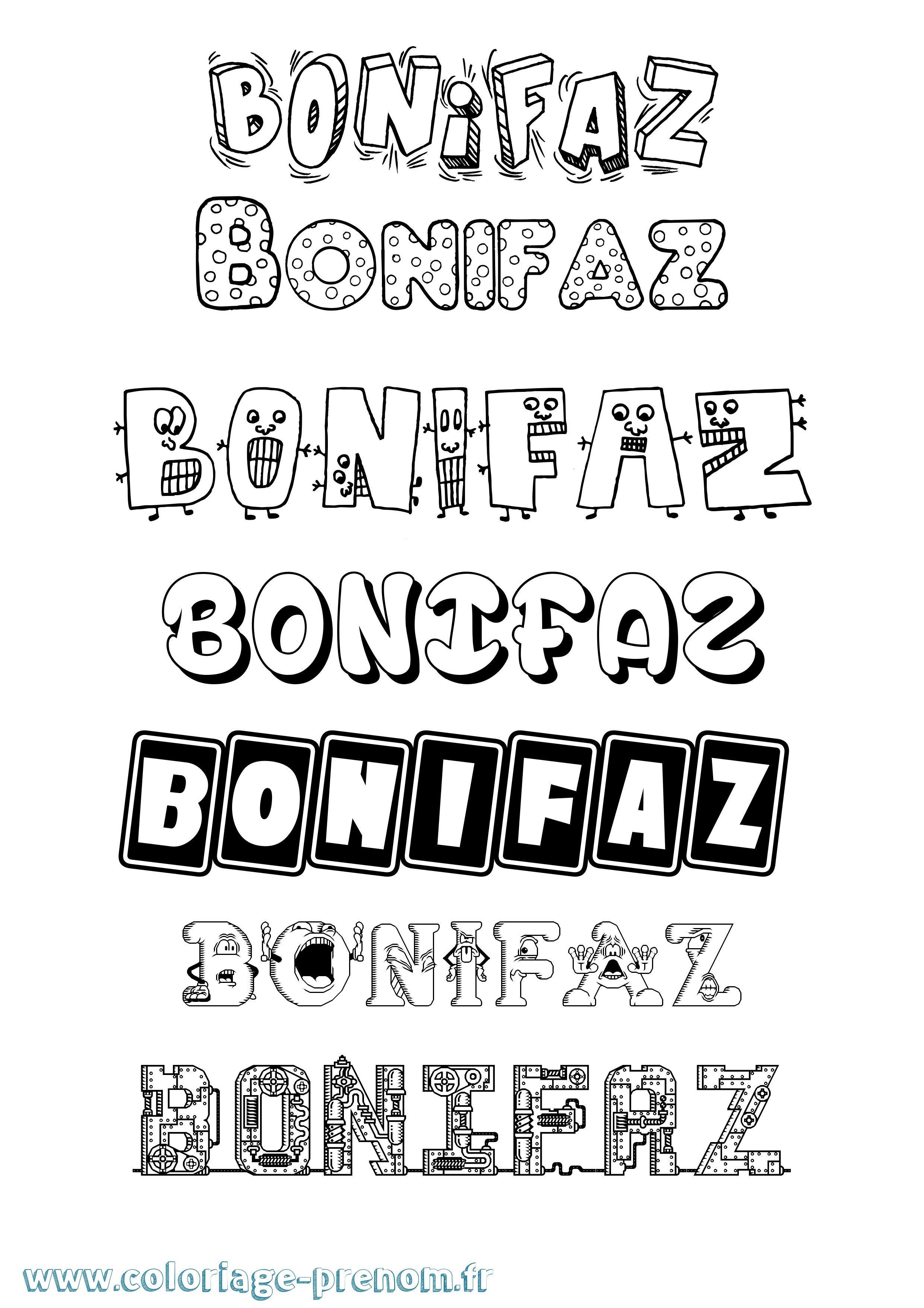 Coloriage Bonifaz Fun Coloriage prénom Bonifaz Fun