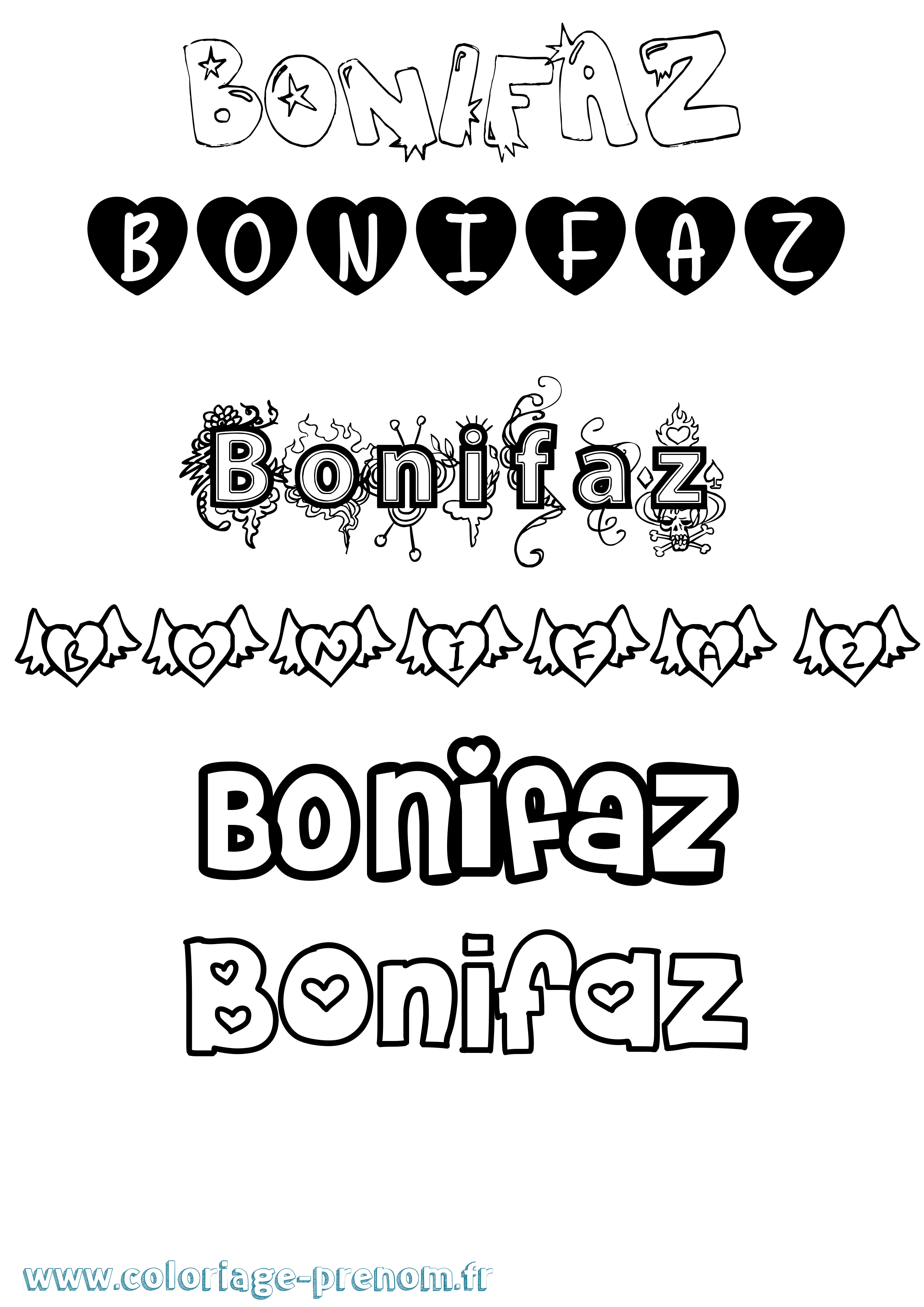 Coloriage Bonifaz Girly Coloriage prénom Bonifaz Girly