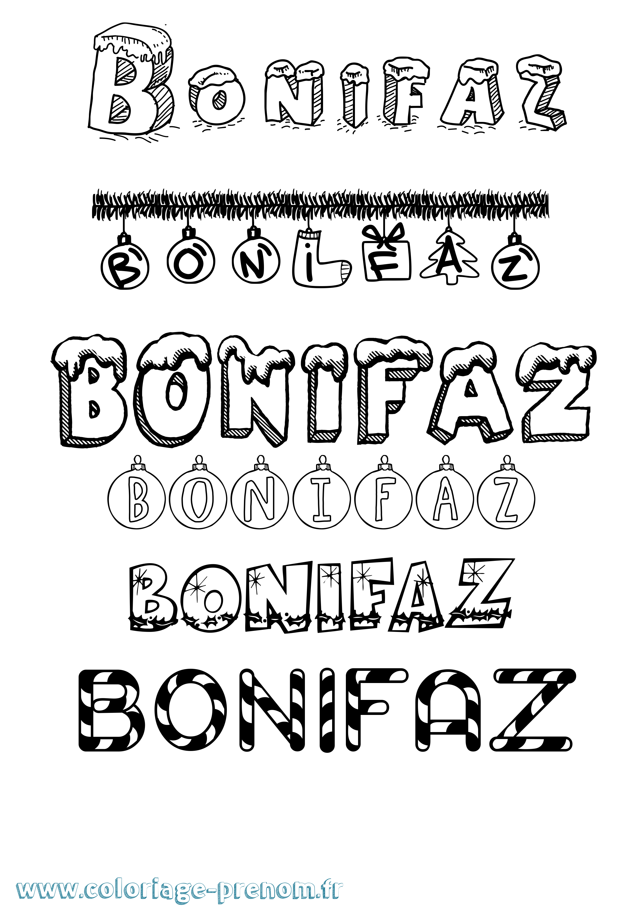 Coloriage Bonifaz Noël Coloriage prénom Bonifaz Noël