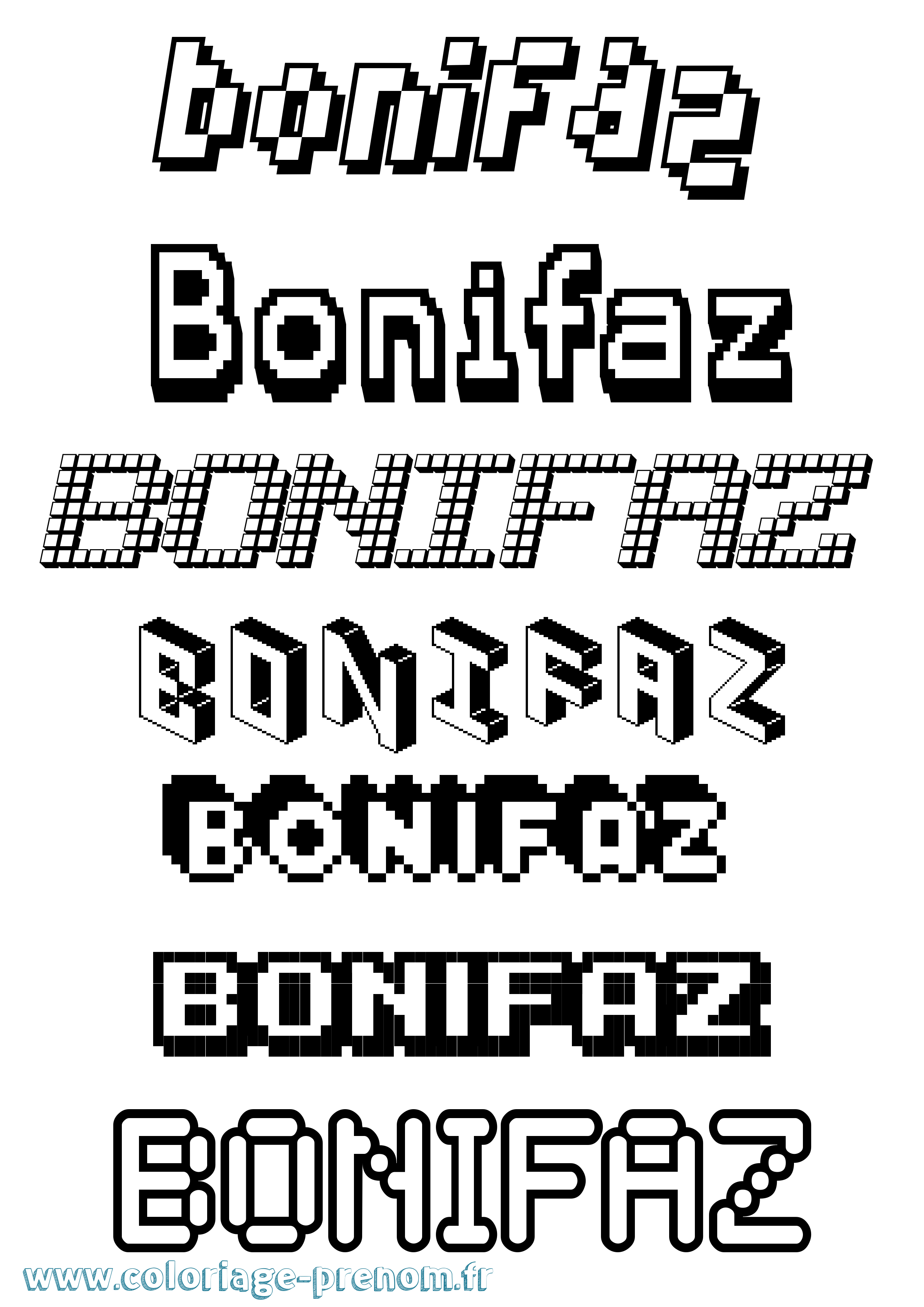 Coloriage Bonifaz Pixel Coloriage prénom Bonifaz Pixel