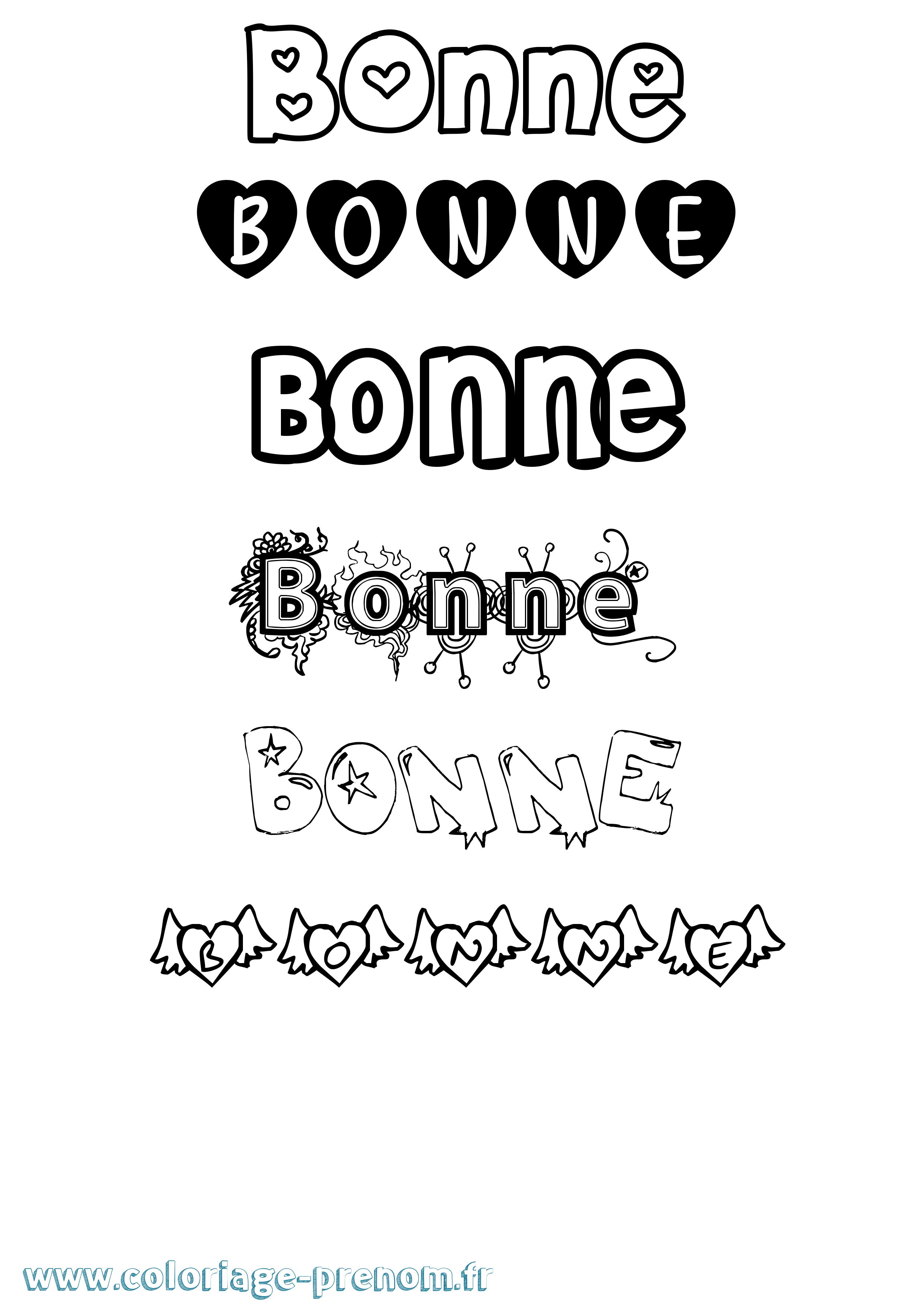 Coloriage Bonne Girly Coloriage prénom Bonne Girly