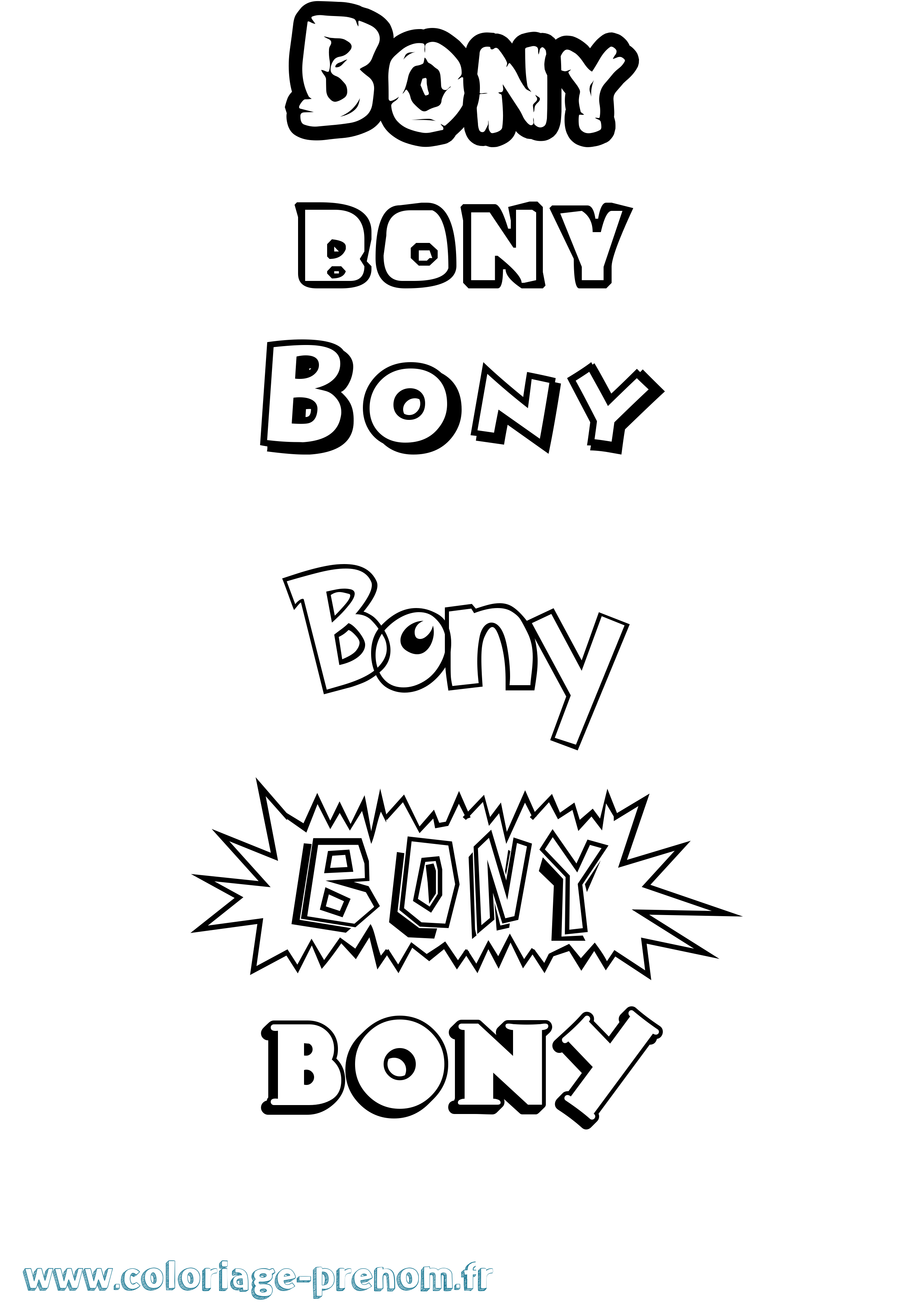 Coloriage Bony Dessin Animé Coloriage prénom Bony Dessin Animé