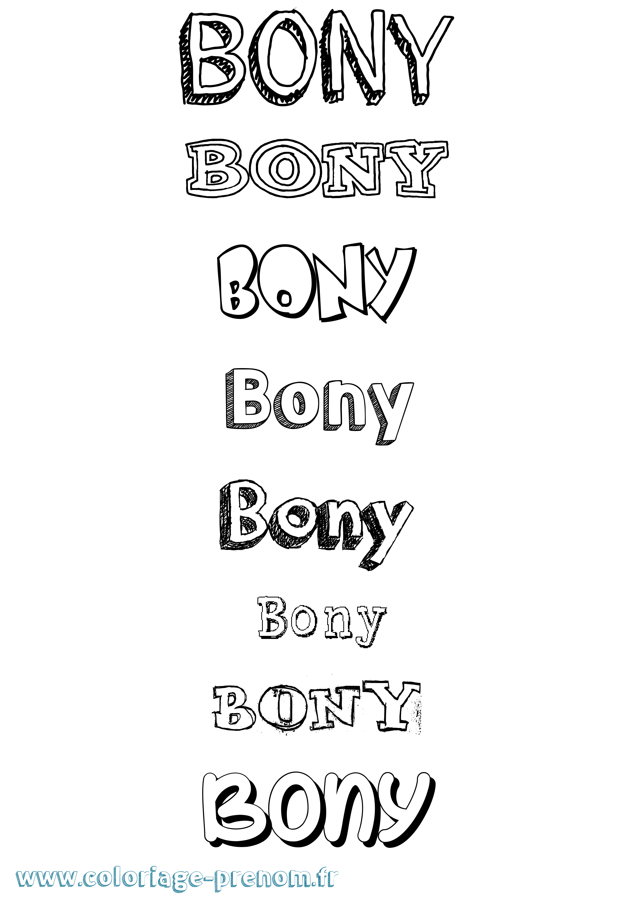 Coloriage Bony Dessiné Coloriage prénom Bony Dessiné