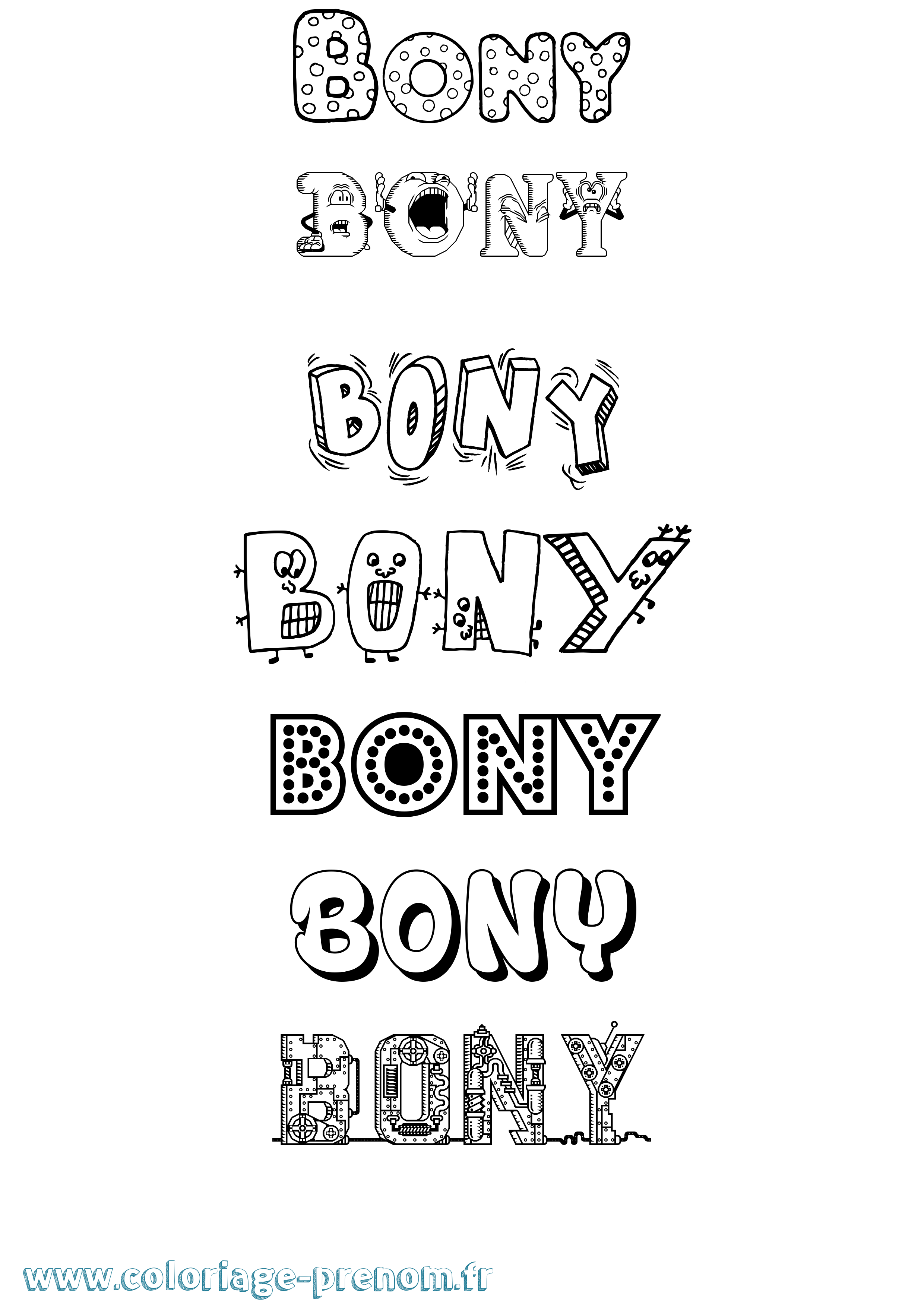 Coloriage Bony Fun Coloriage prénom Bony Fun