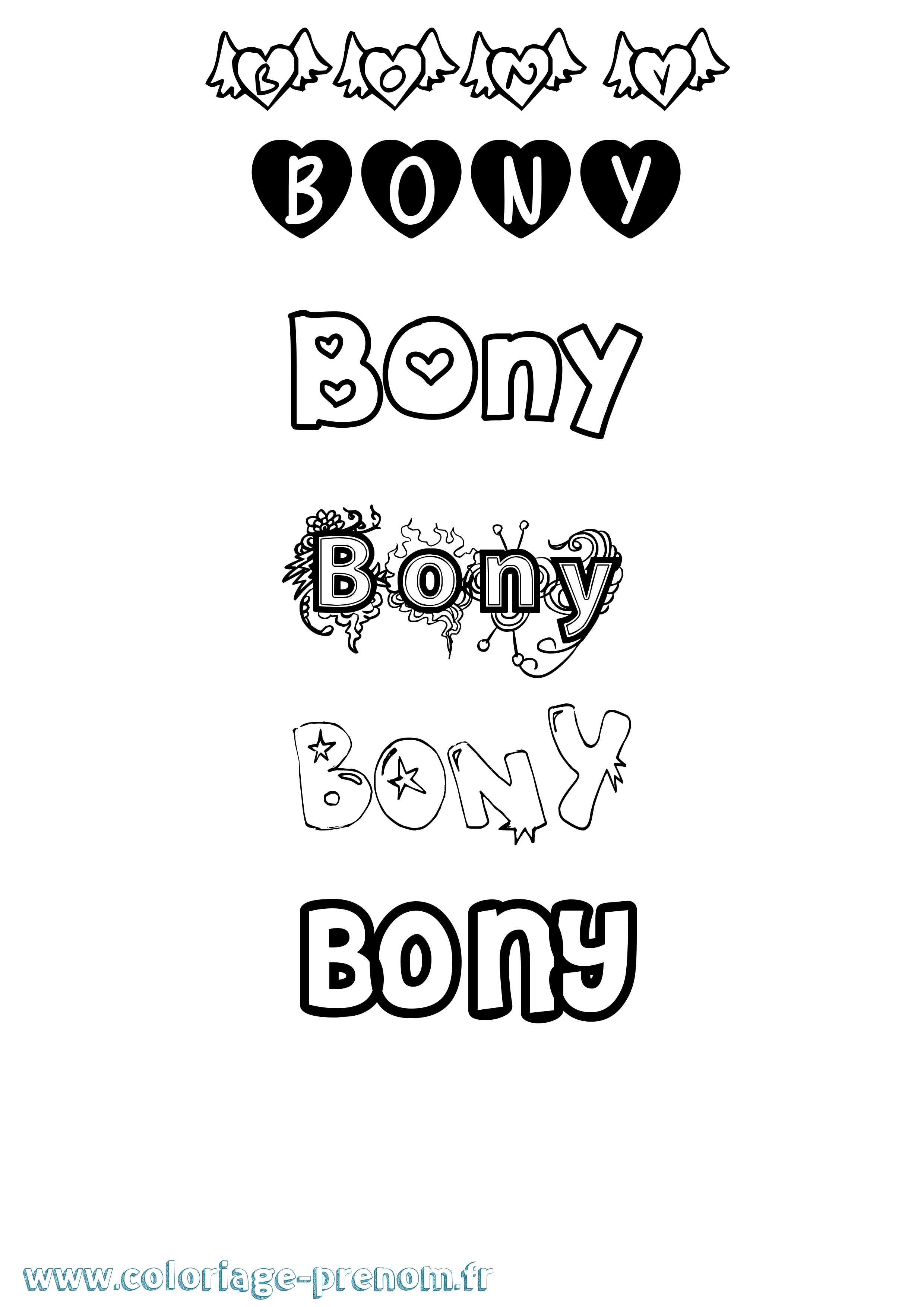 Coloriage Bony Girly Coloriage prénom Bony Girly