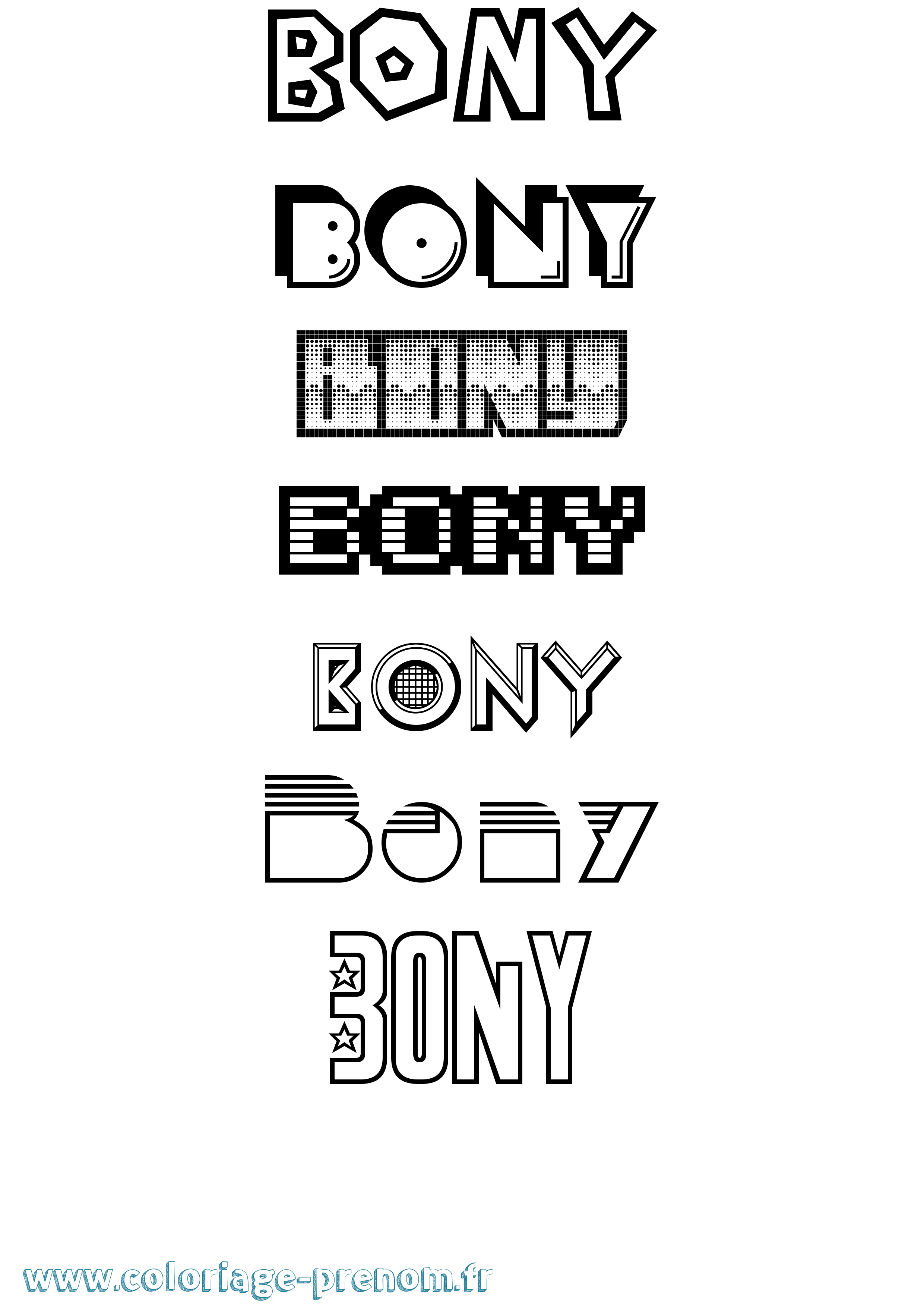 Coloriage Bony Jeux Vidéos Coloriage prénom Bony Jeux Vidéos
