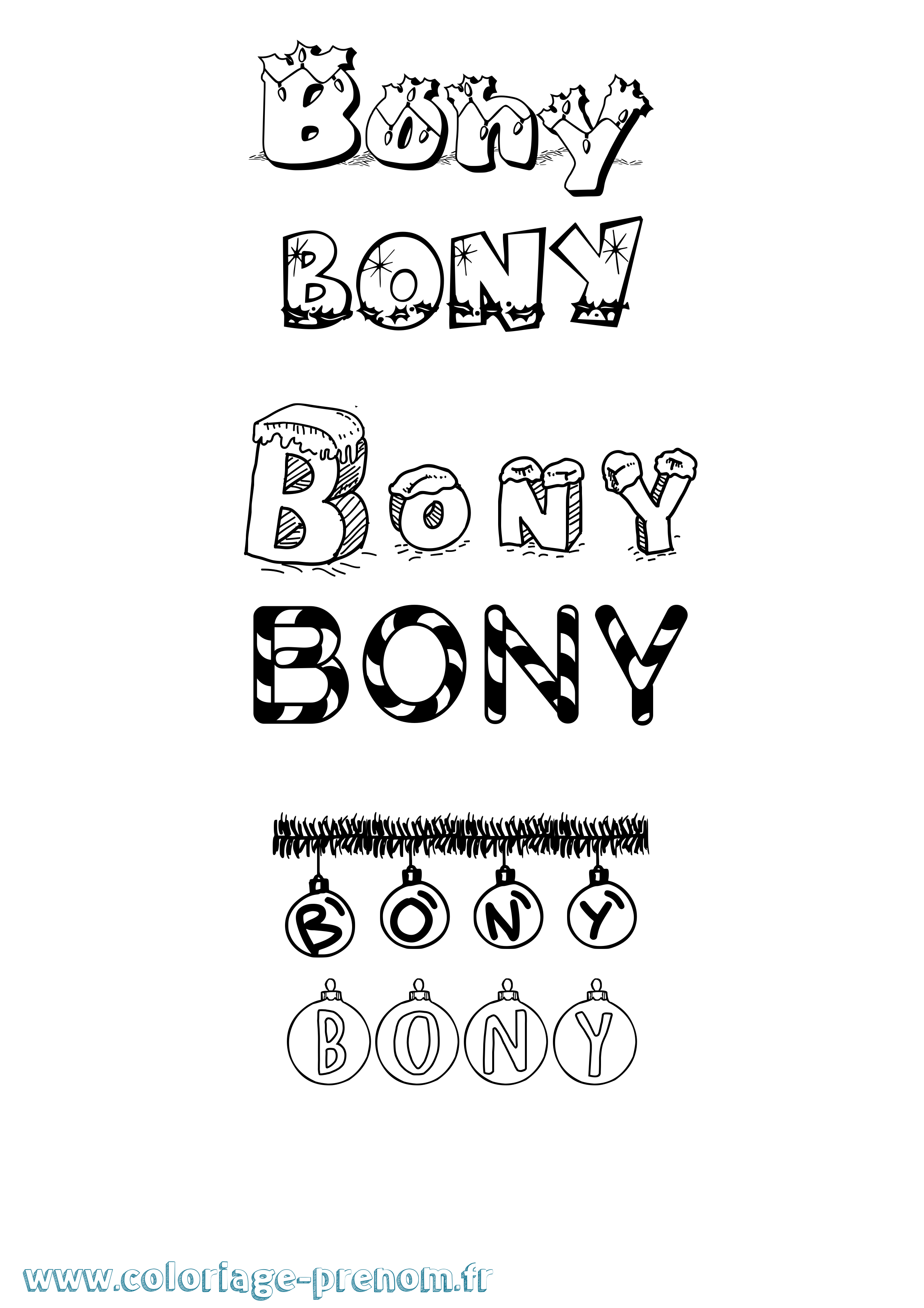 Coloriage Bony Noël Coloriage prénom Bony Noël