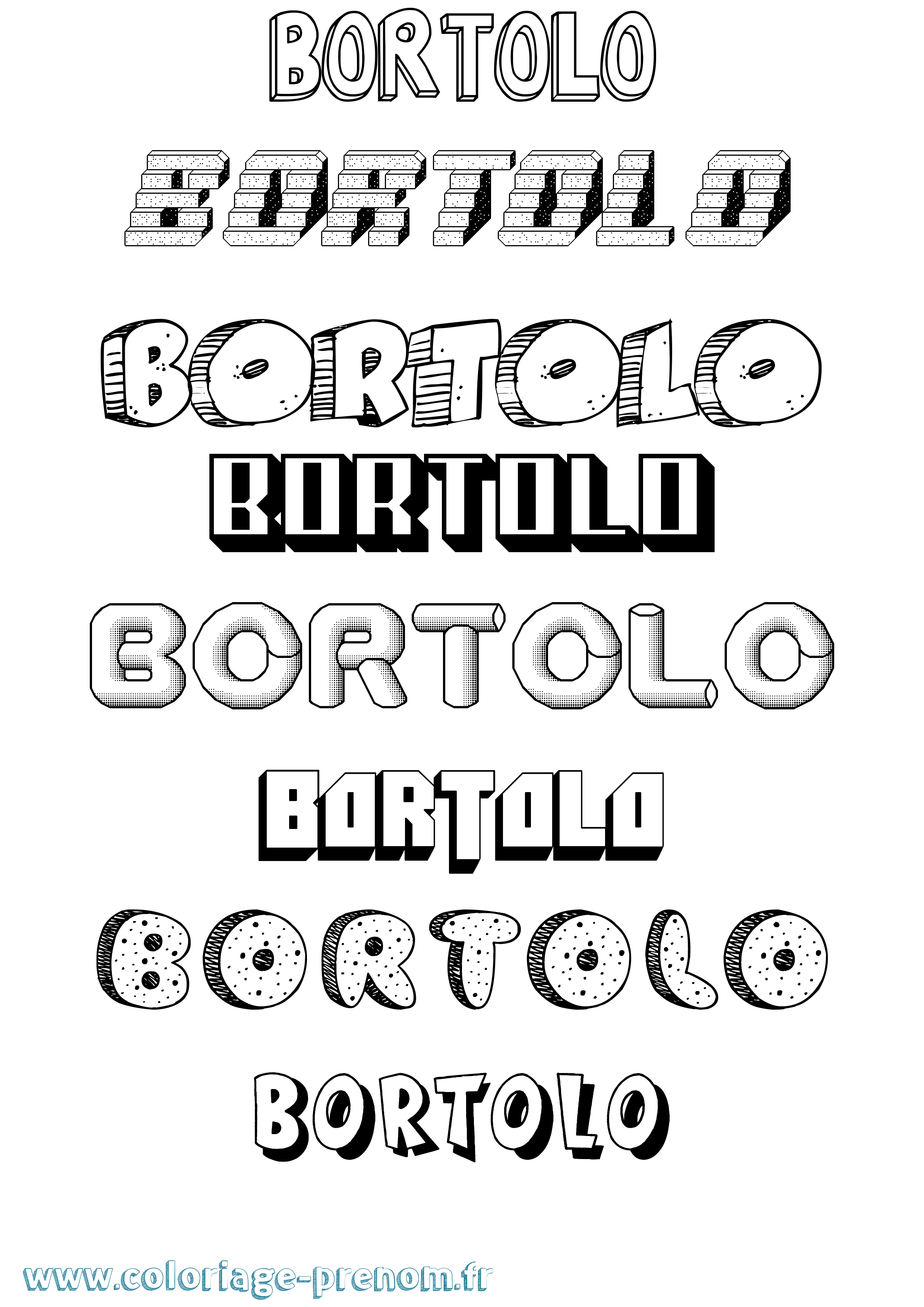 Coloriage Bortolo Effet 3D Coloriage prénom Bortolo Effet 3D