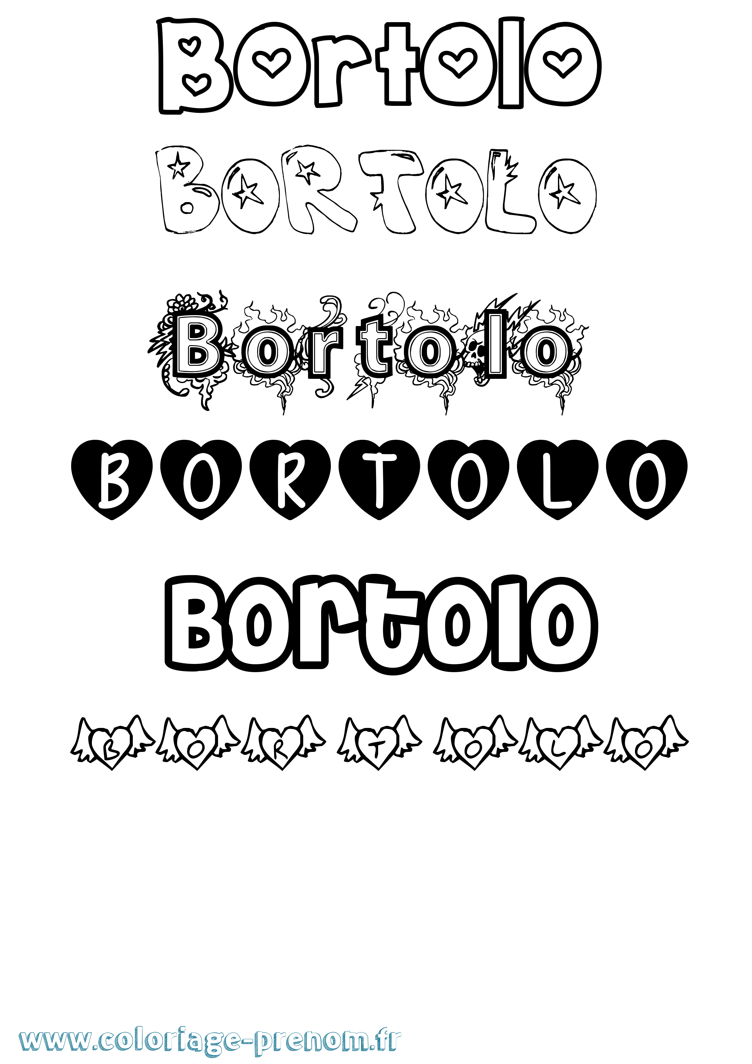 Coloriage Bortolo Girly Coloriage prénom Bortolo Girly