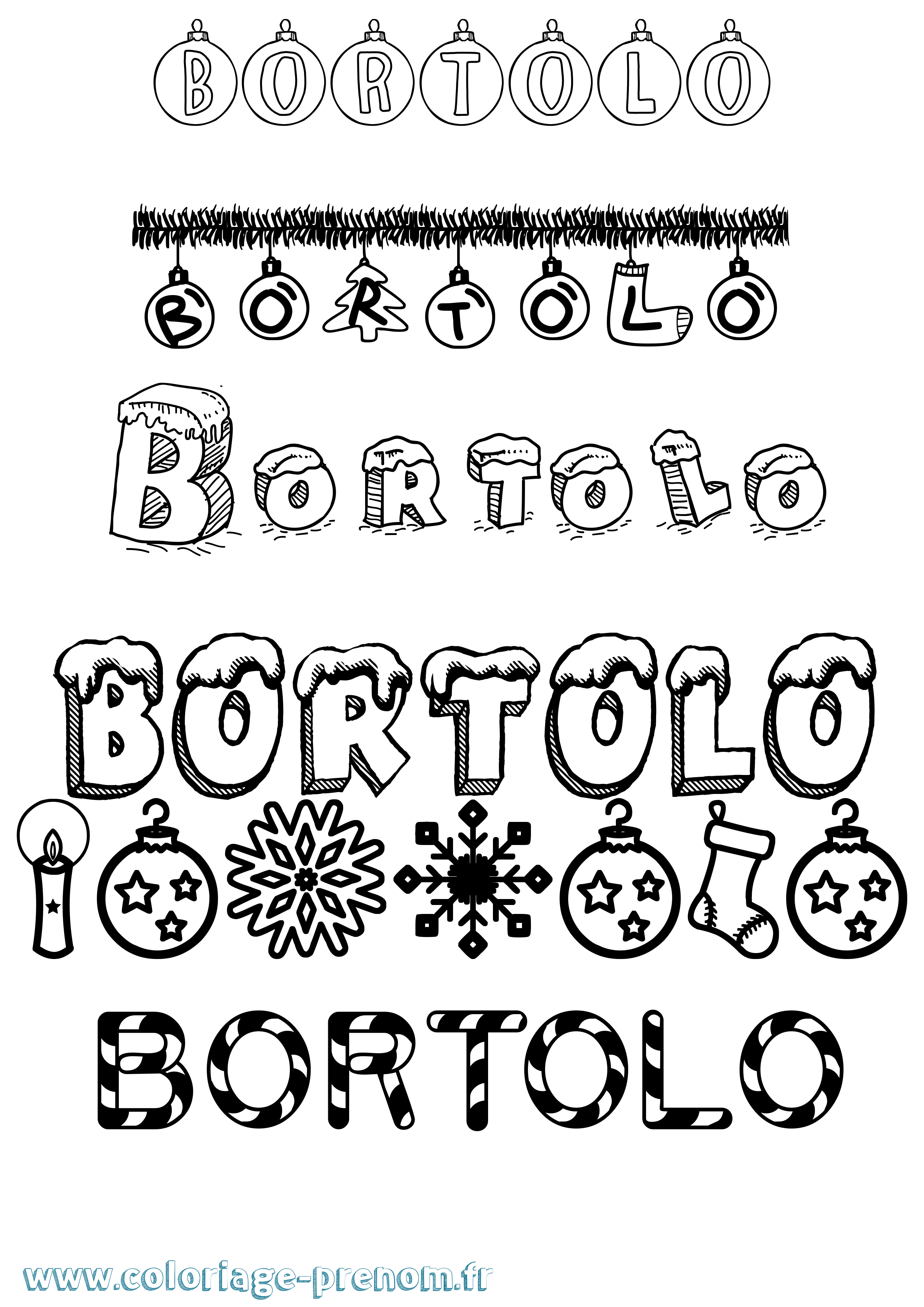Coloriage Bortolo Noël Coloriage prénom Bortolo Noël