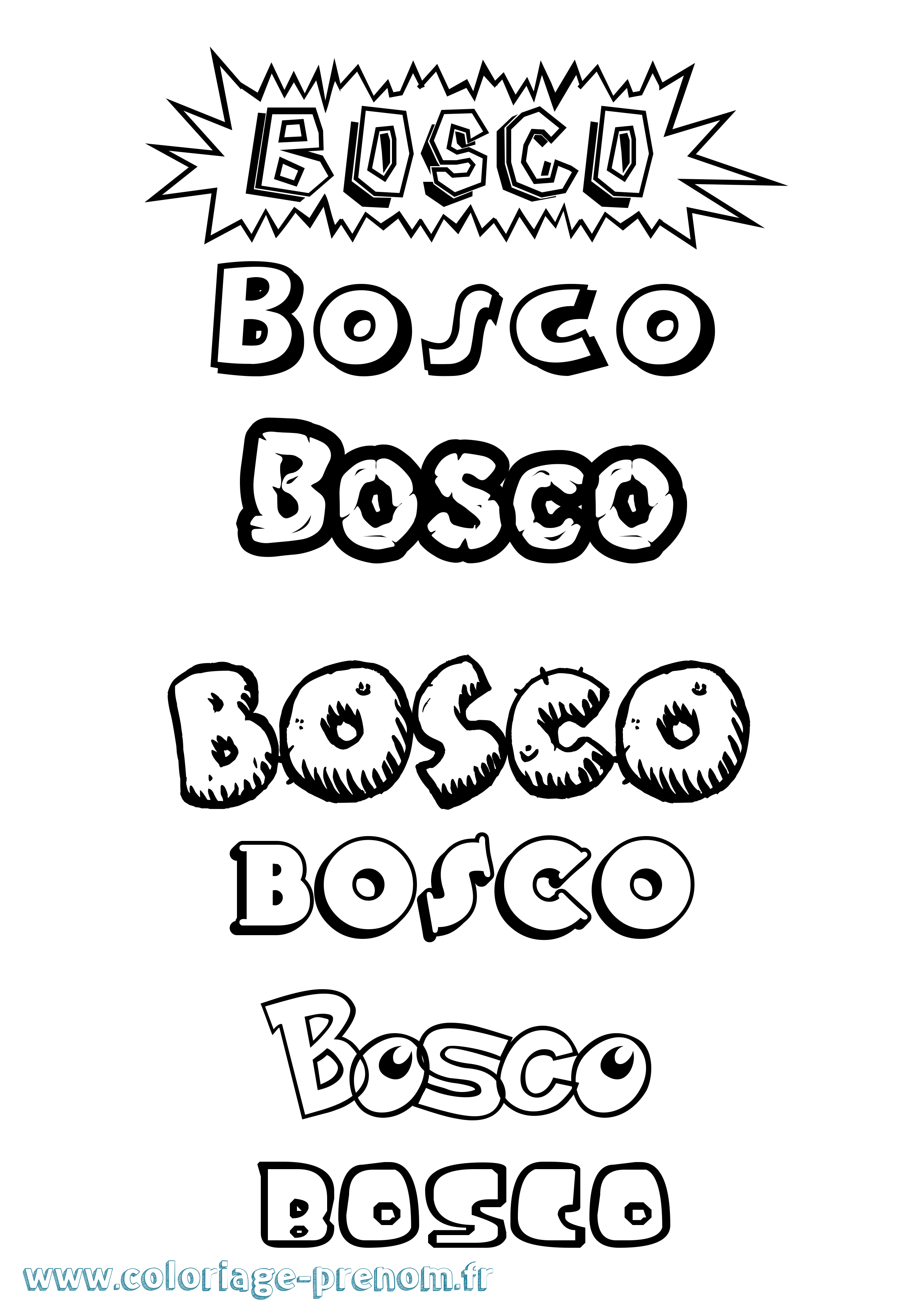 Coloriage Bosco Dessin Animé Coloriage prénom Bosco Dessin Animé