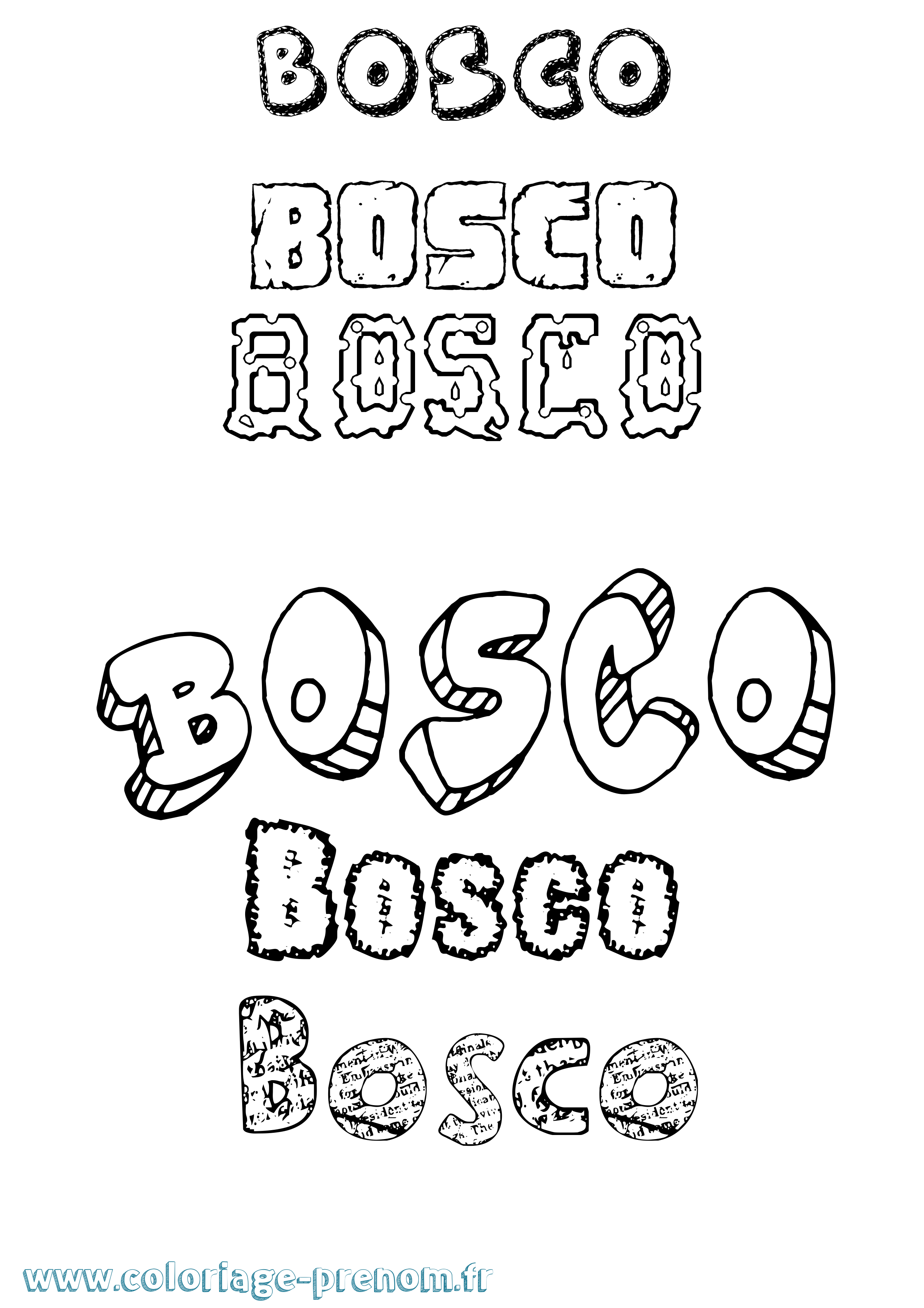 Coloriage Bosco Destructuré Coloriage prénom Bosco Destructuré