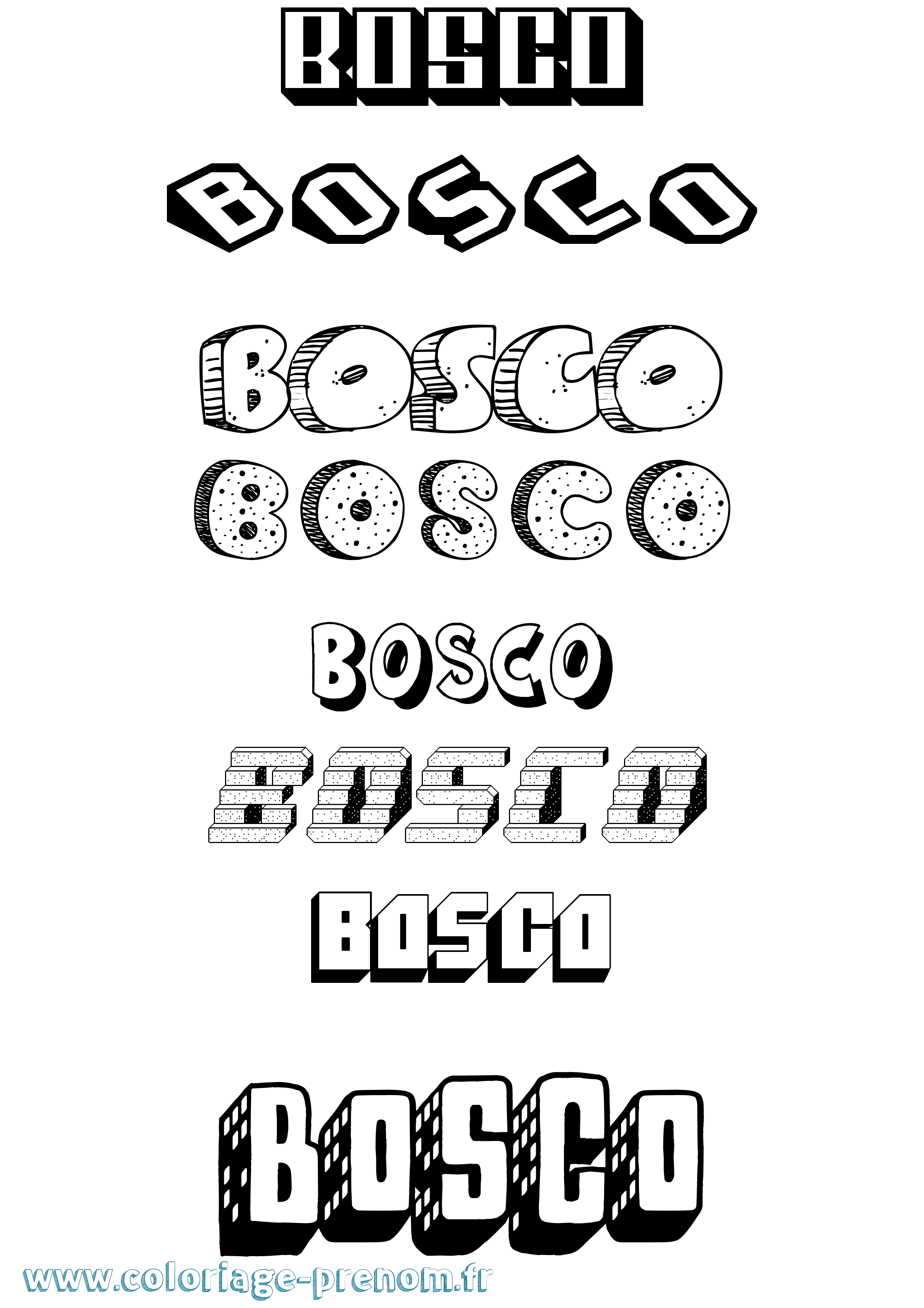 Coloriage Bosco Effet 3D Coloriage prénom Bosco Effet 3D
