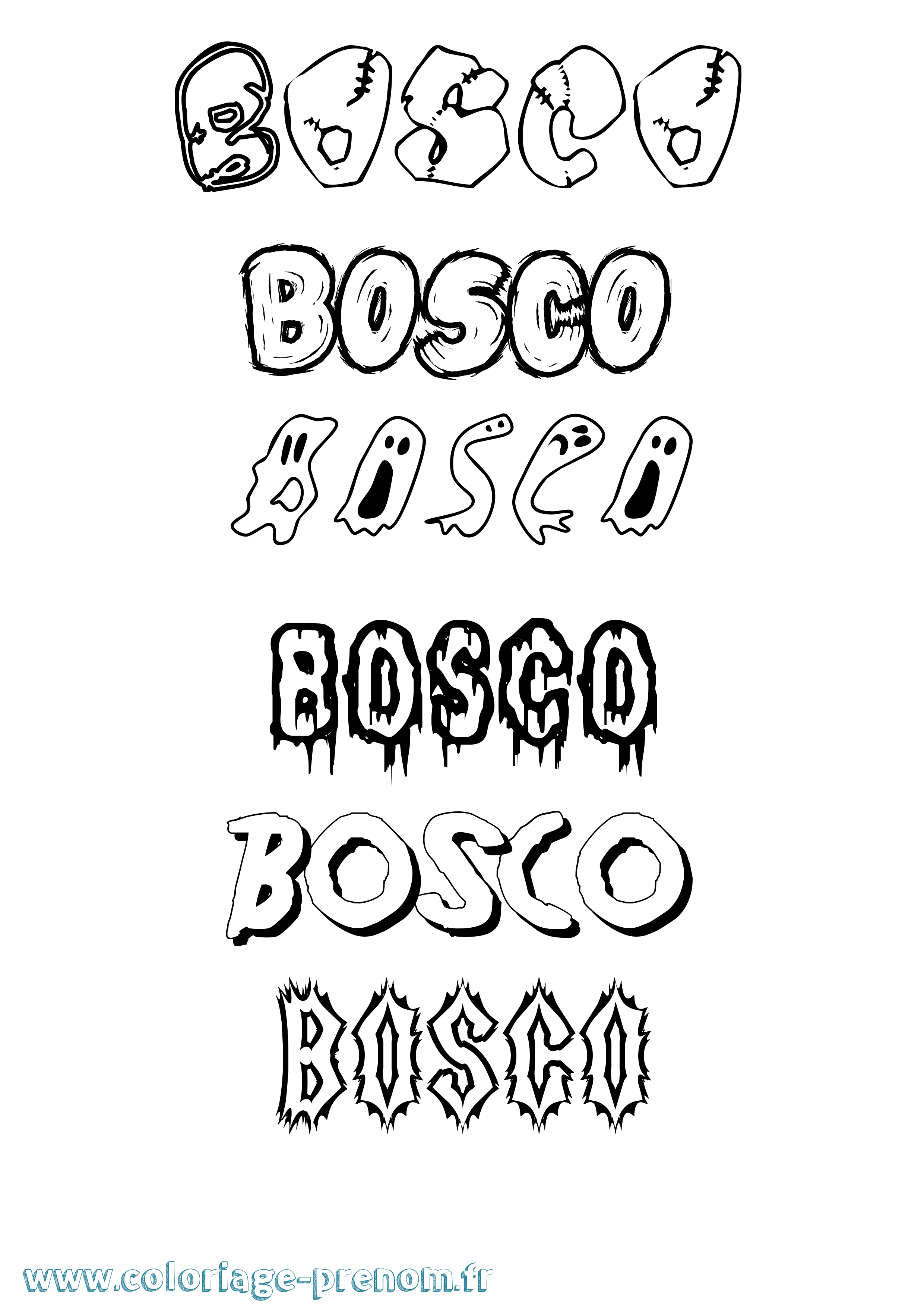 Coloriage Bosco Frisson Coloriage prénom Bosco Frisson