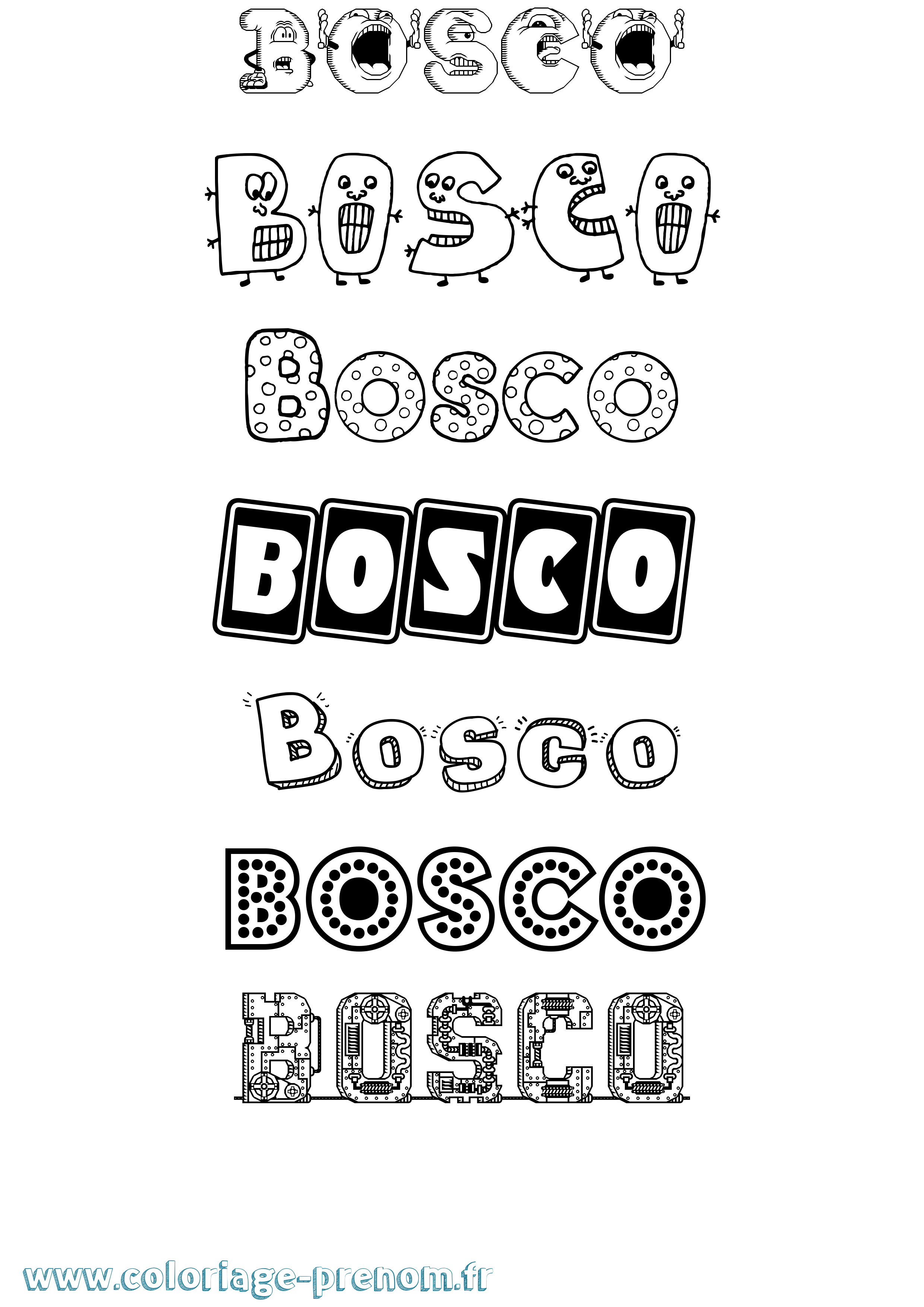 Coloriage Bosco Fun Coloriage prénom Bosco Fun