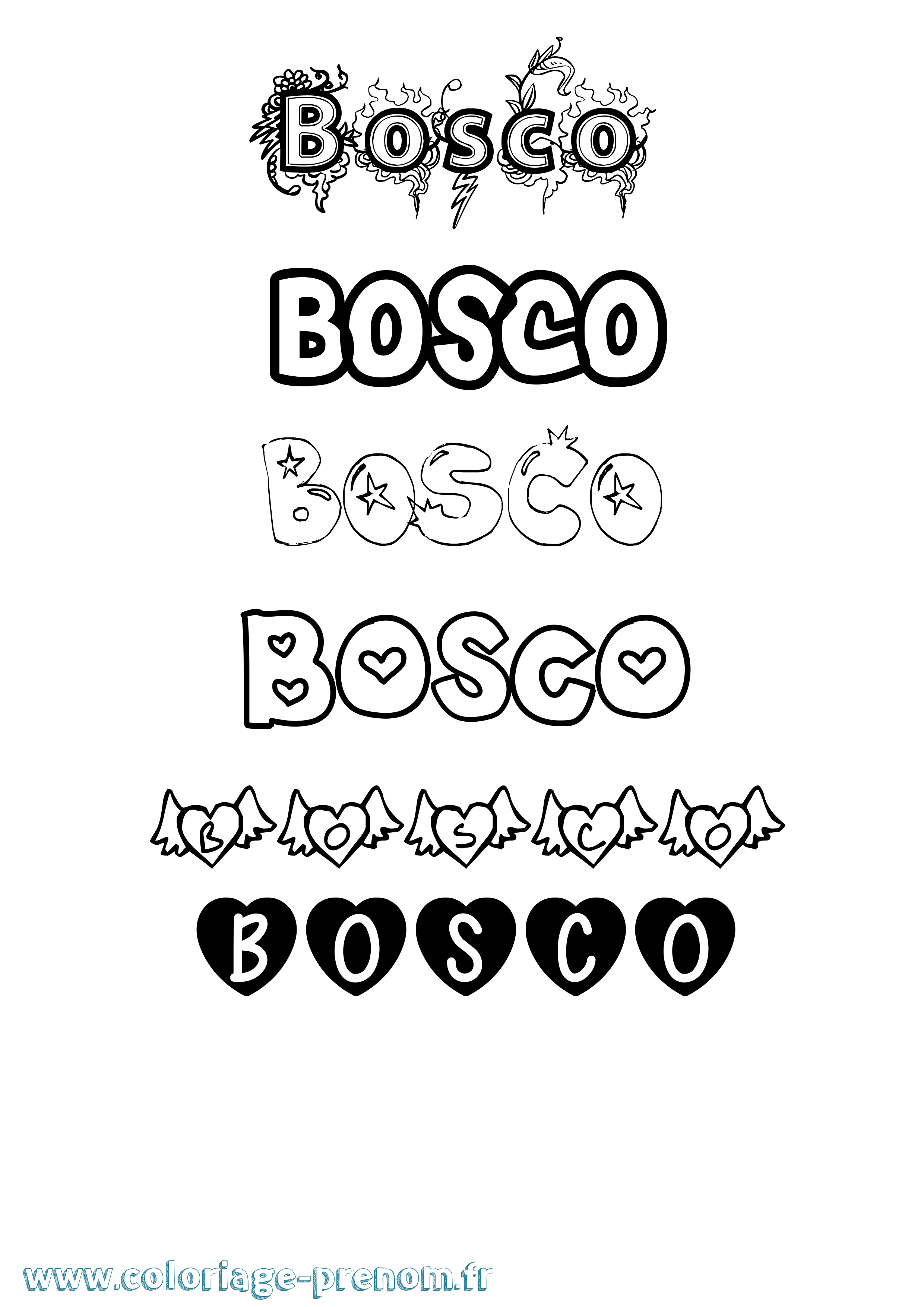 Coloriage Bosco Girly Coloriage prénom Bosco Girly