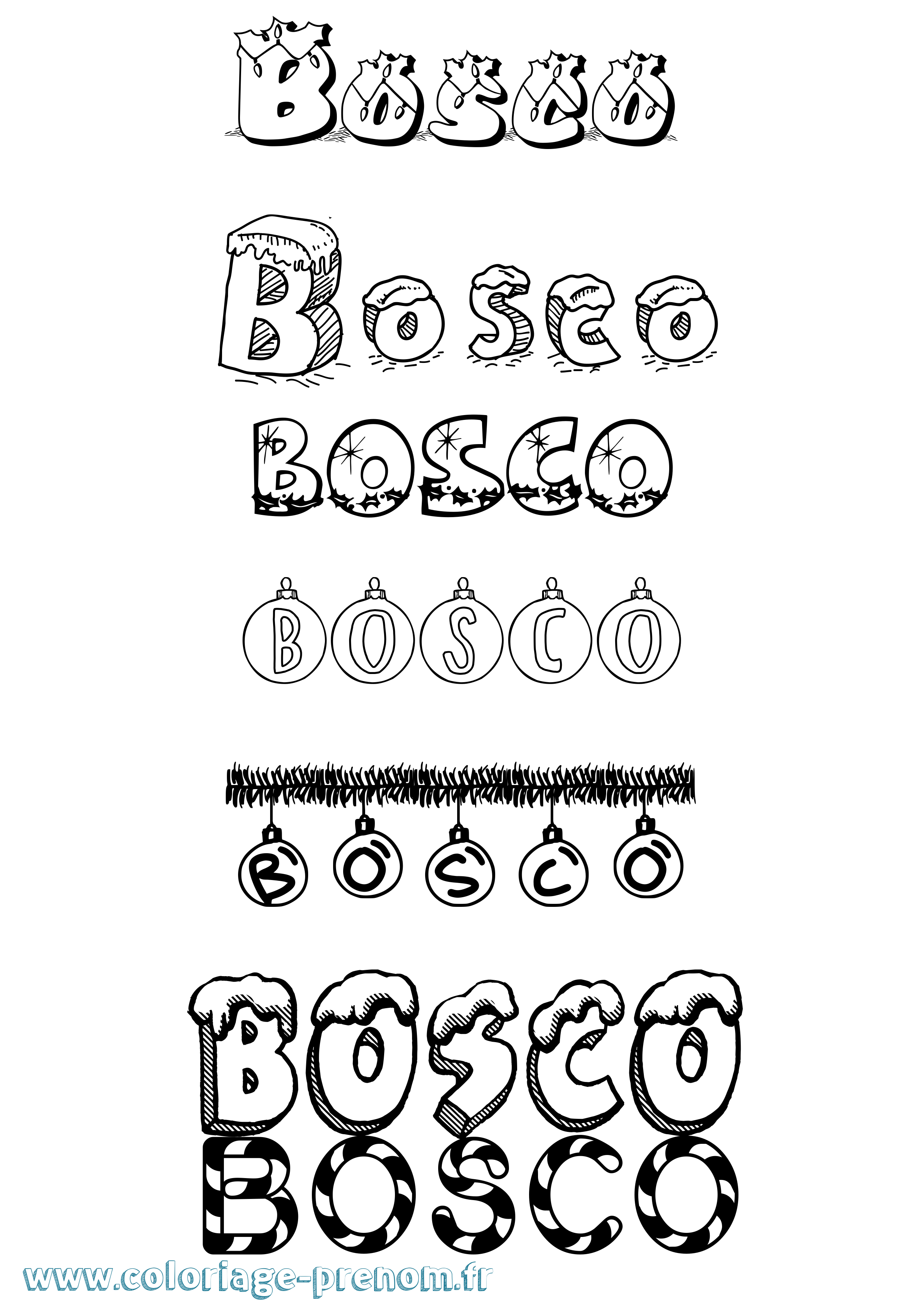 Coloriage Bosco Noël Coloriage prénom Bosco Noël