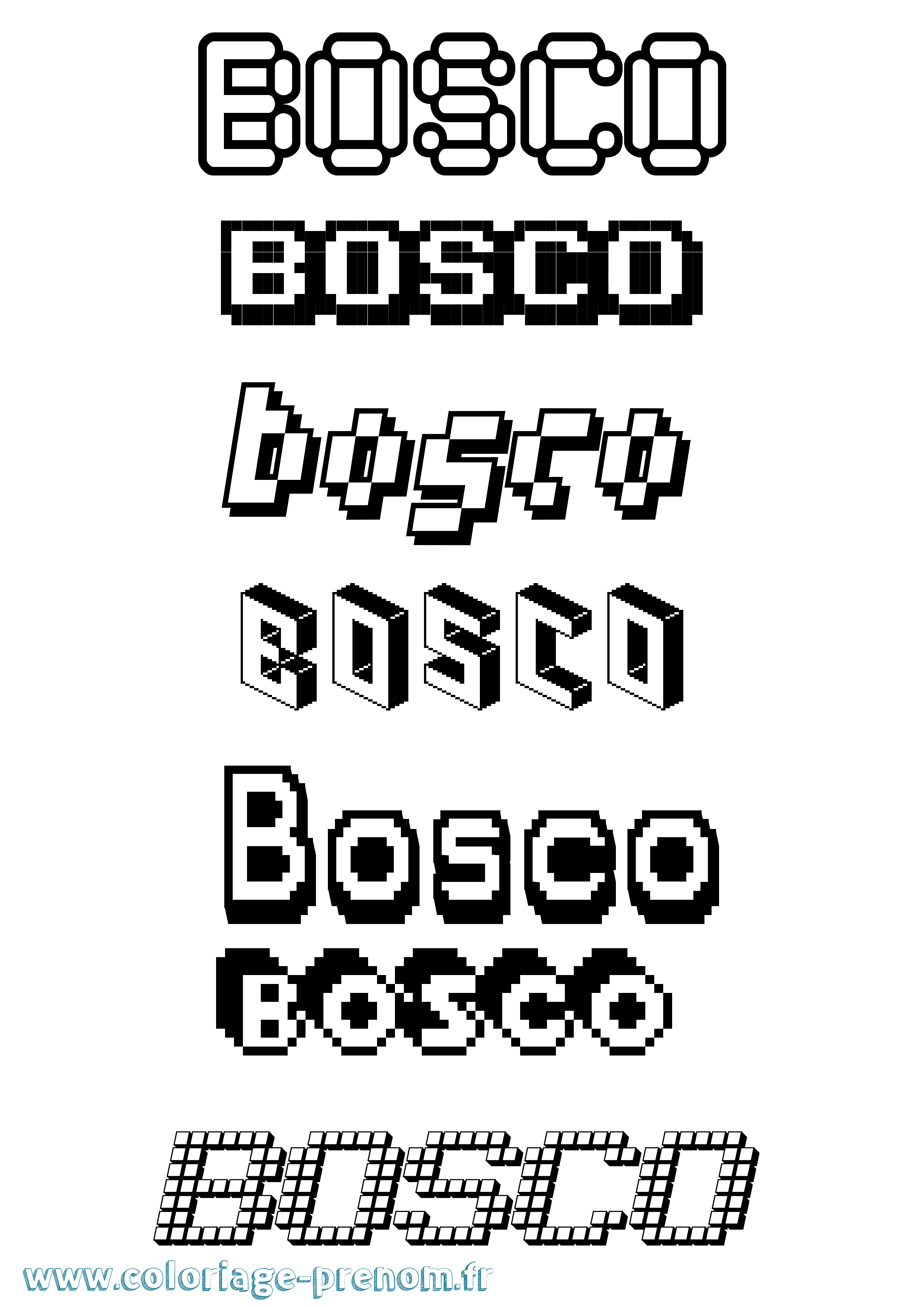 Coloriage Bosco Pixel Coloriage prénom Bosco Pixel