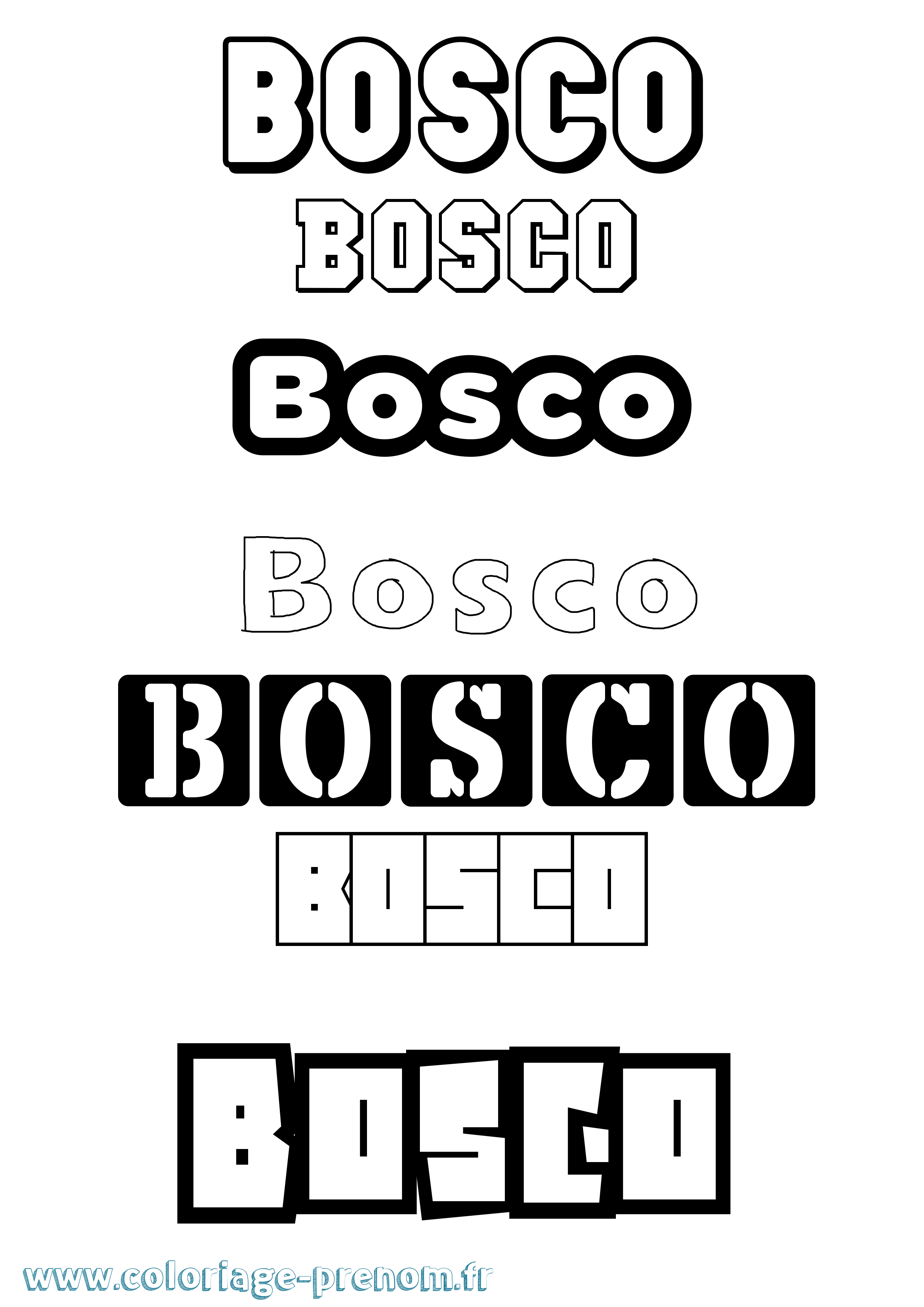 Coloriage Bosco Simple Coloriage prénom Bosco Simple