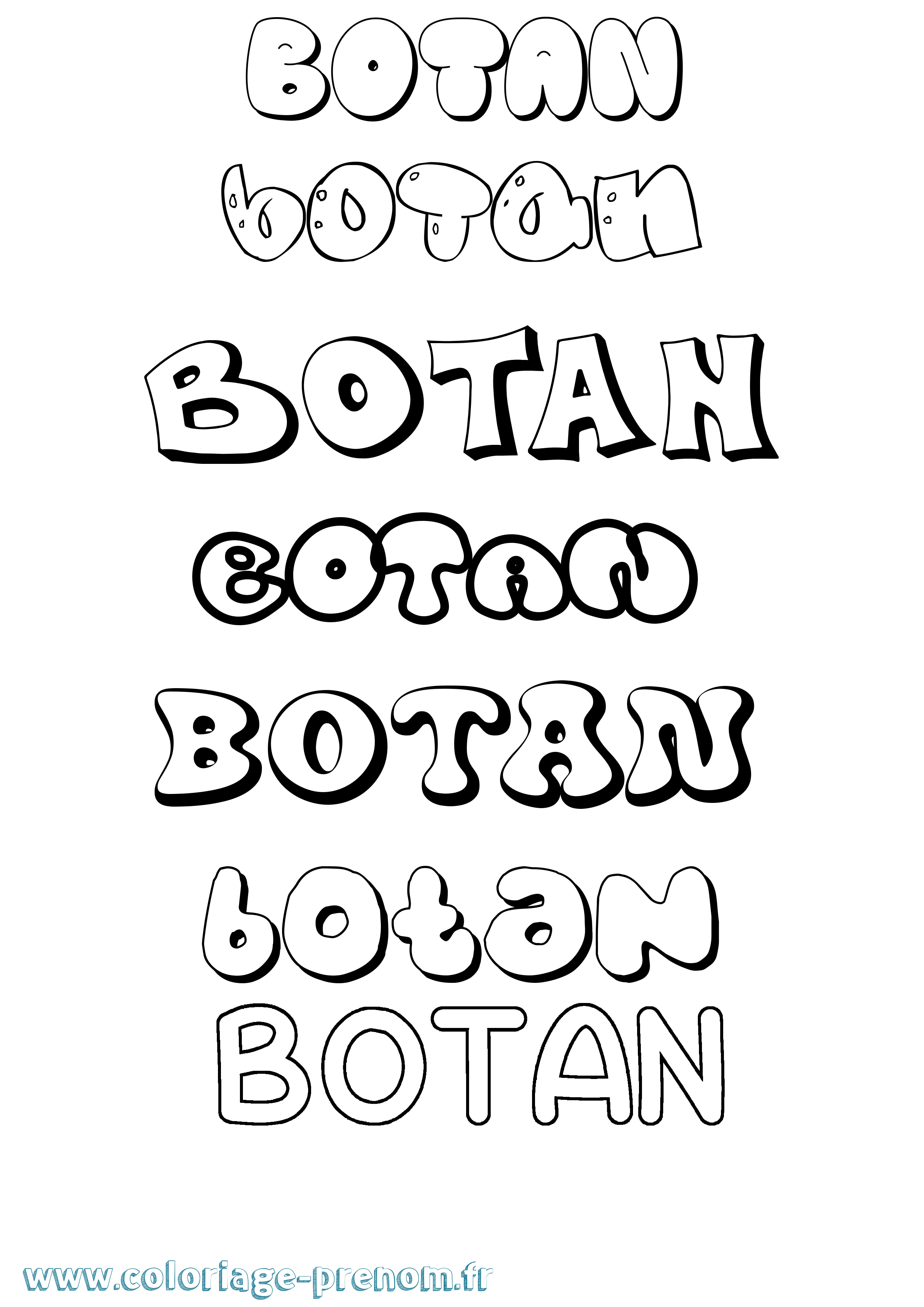 Coloriage Botan Bubble Coloriage prénom Botan Bubble