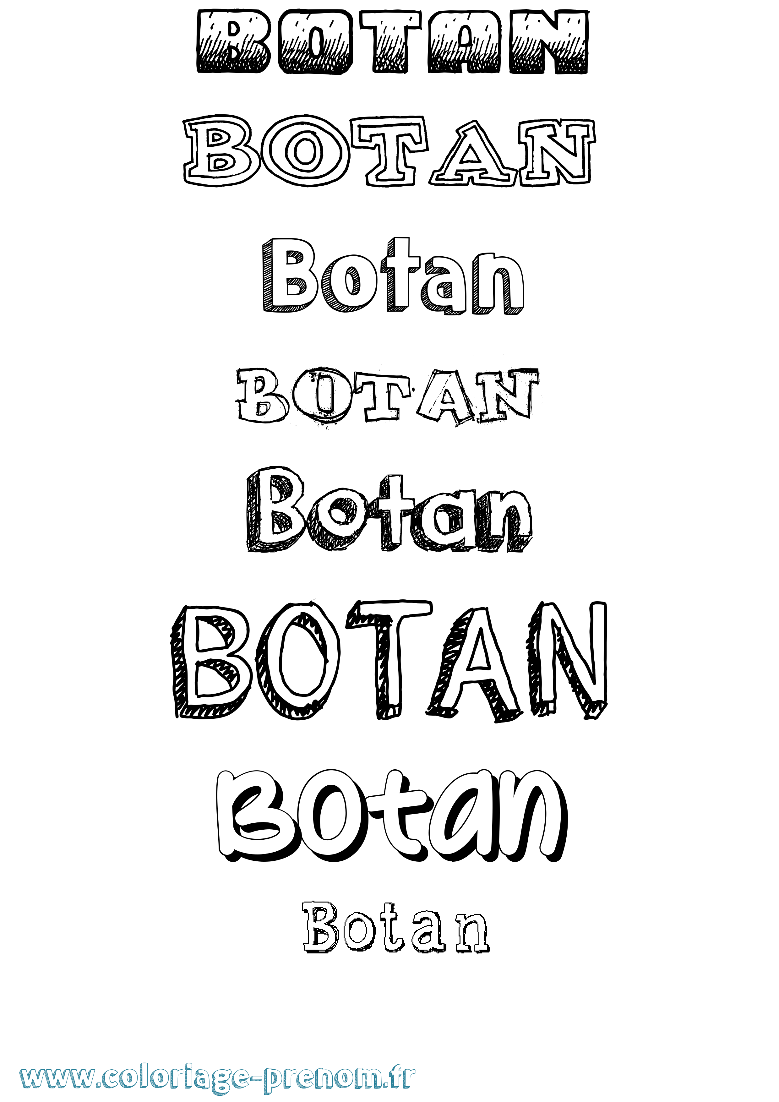 Coloriage Botan Dessiné Coloriage prénom Botan Dessiné